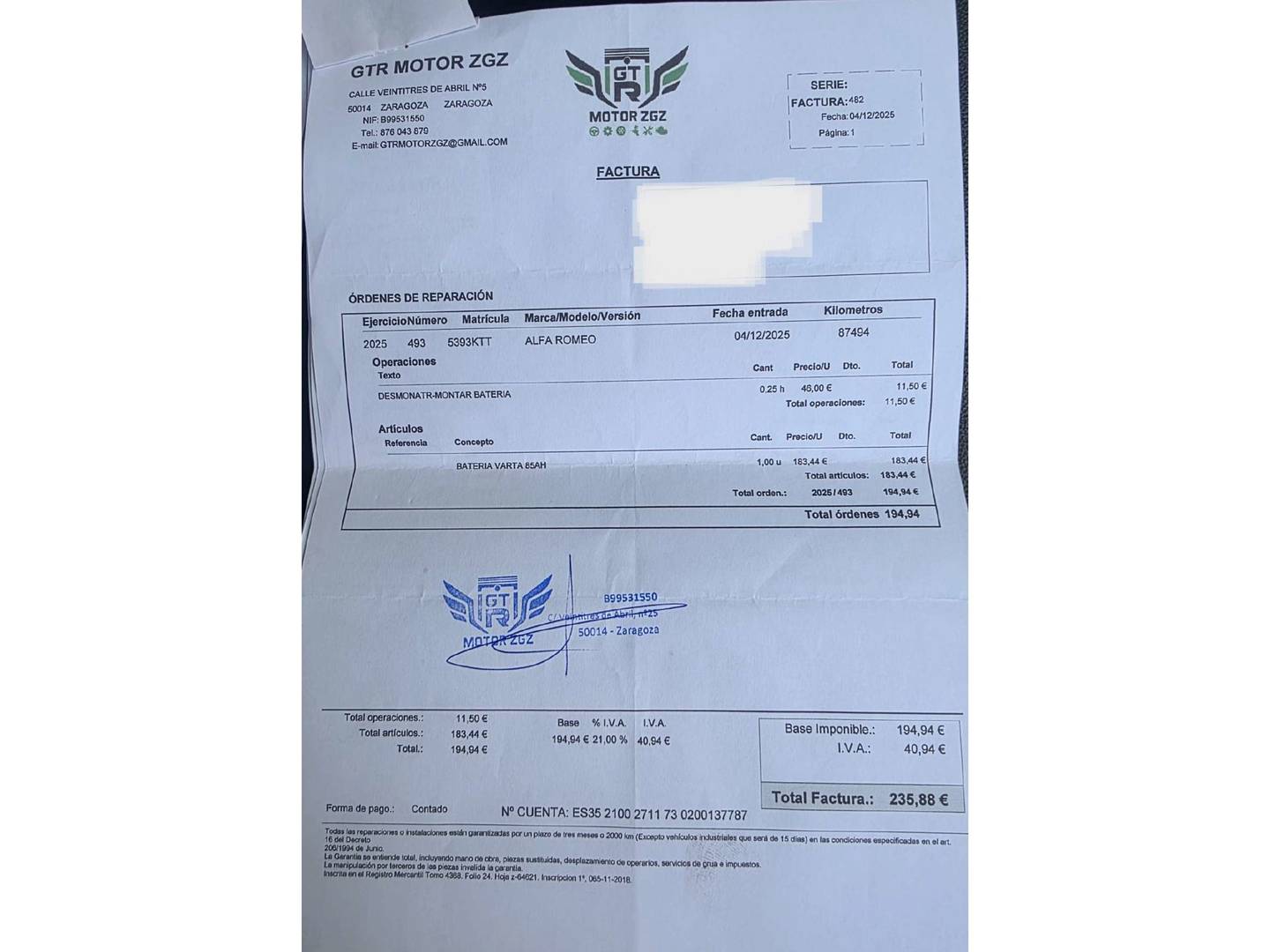 Foto del mantenimiento del Alfa Romeo Stelvio Alfa Romeo Stelvio Stelvio 2.2 Diesel Executive Q4 (210 CV)