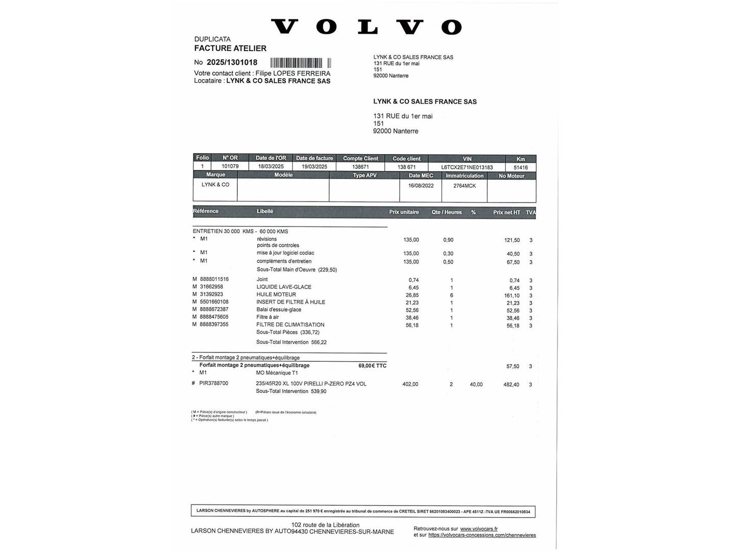Foto del mantenimiento del Lynk & Co 01 Lynk & Co 01 1.5 PHEV (261 CV)