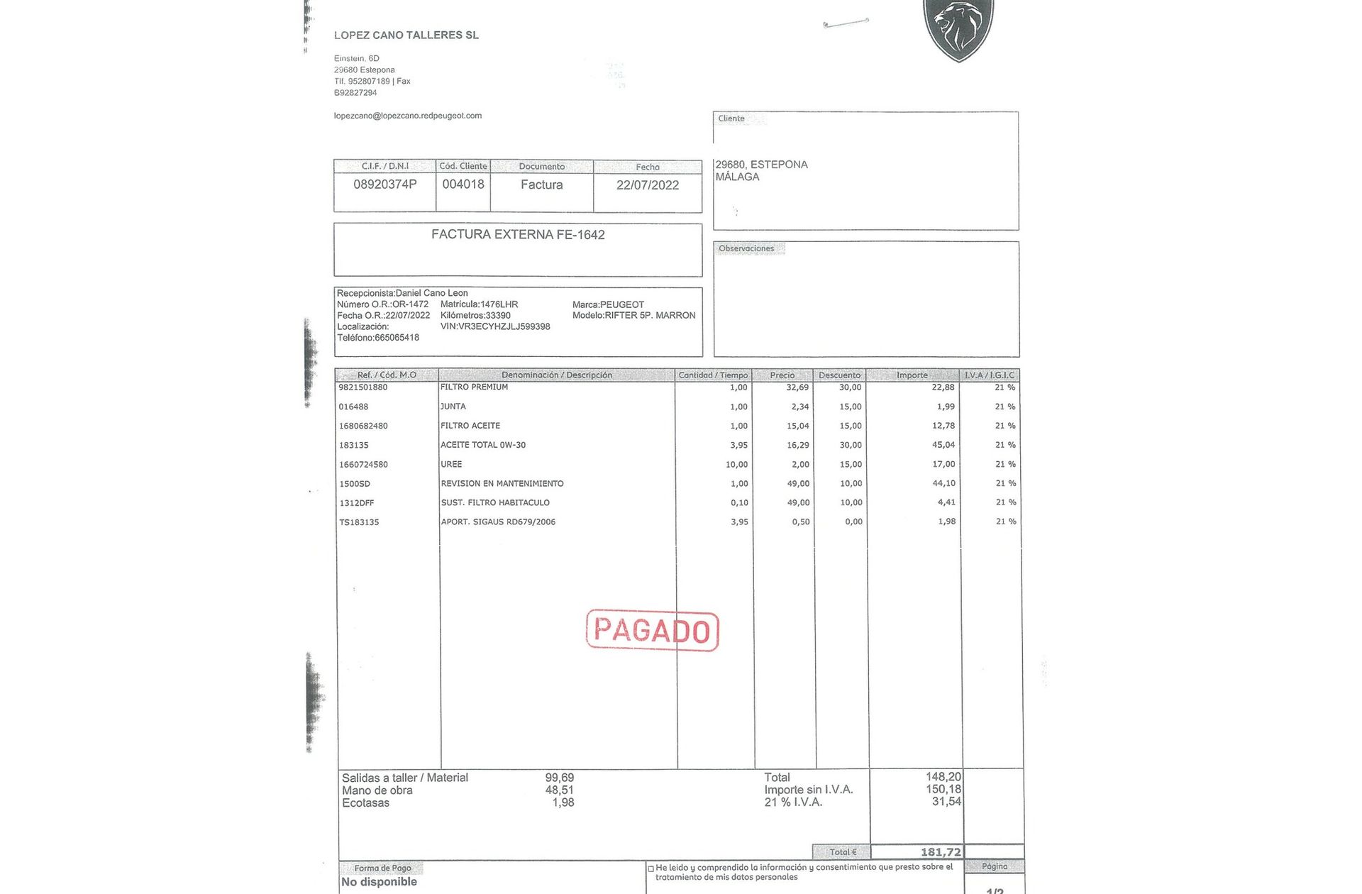 Peugeot Rifter BlueHDi 130 Allure Standard - foto 21