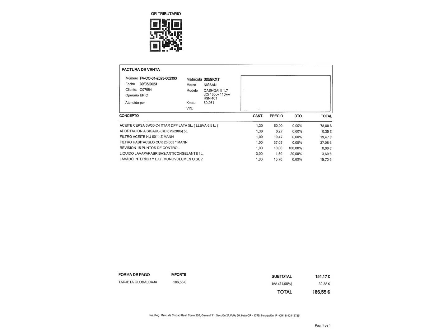 Foto del mantenimiento del Nissan QASHQAI Nissan Qashqai dCi 150 Acenta 4x2 (150 CV)