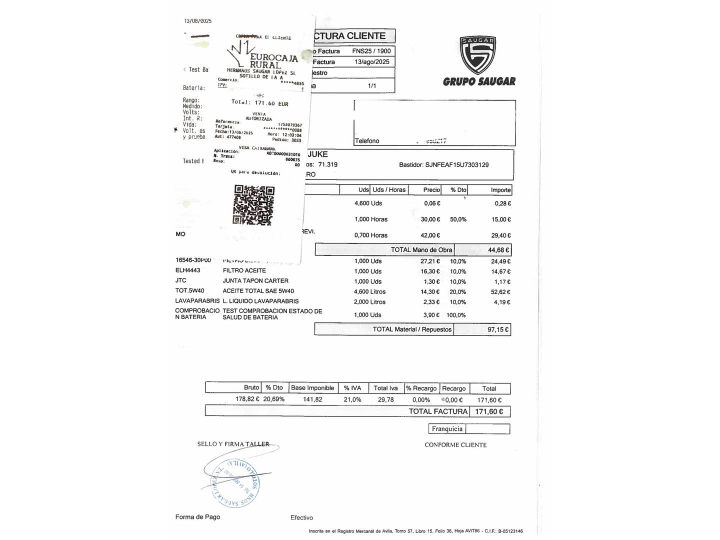 Foto del mantenimiento del Nissan JUKE Nissan Juke 1.2 DIG-T N-Connecta (115 CV)