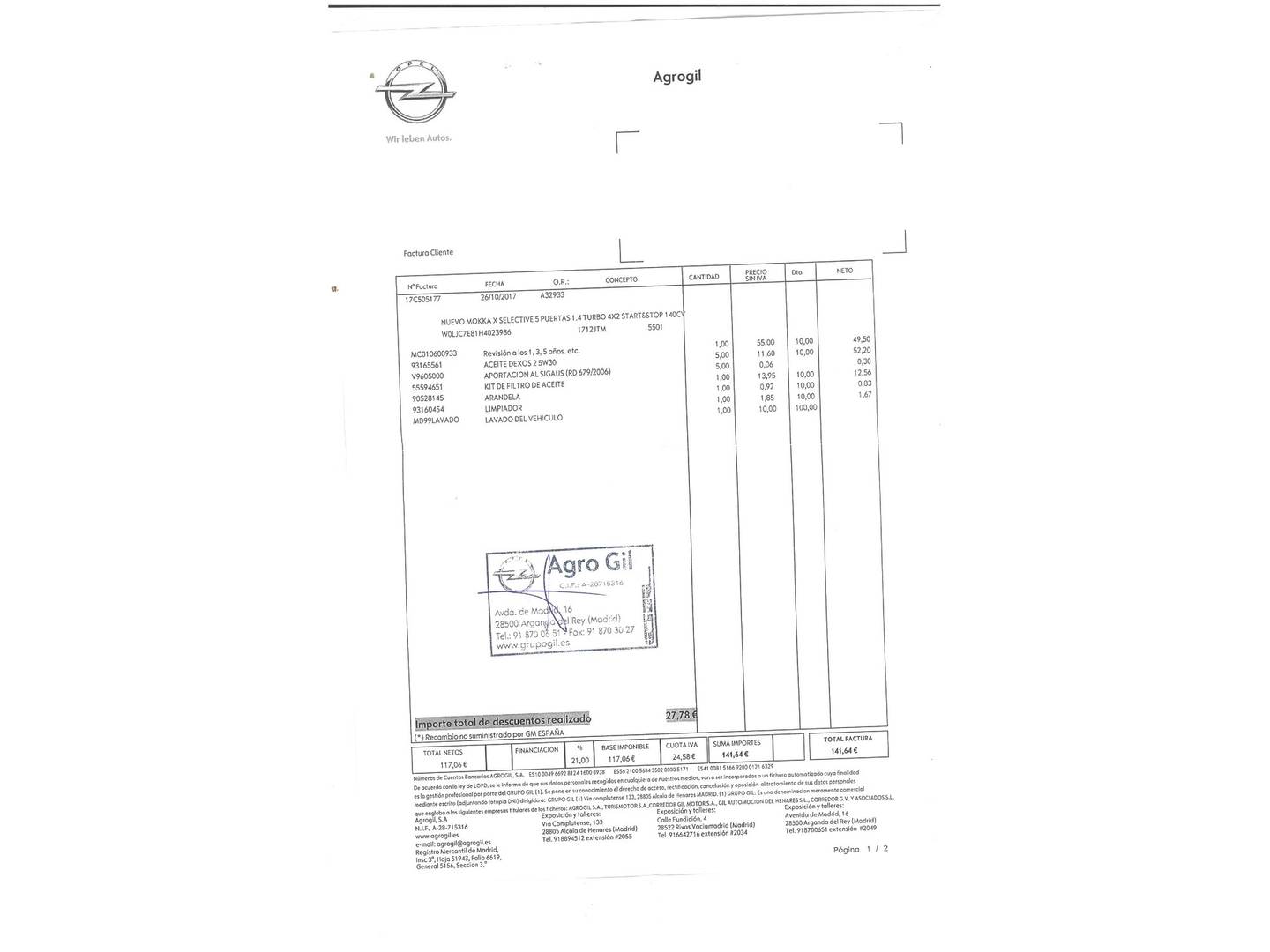 Foto del mantenimiento del Opel Mokka X Opel Mokka X 1.4 Turbo S&S Selective 4X2 (140 CV)