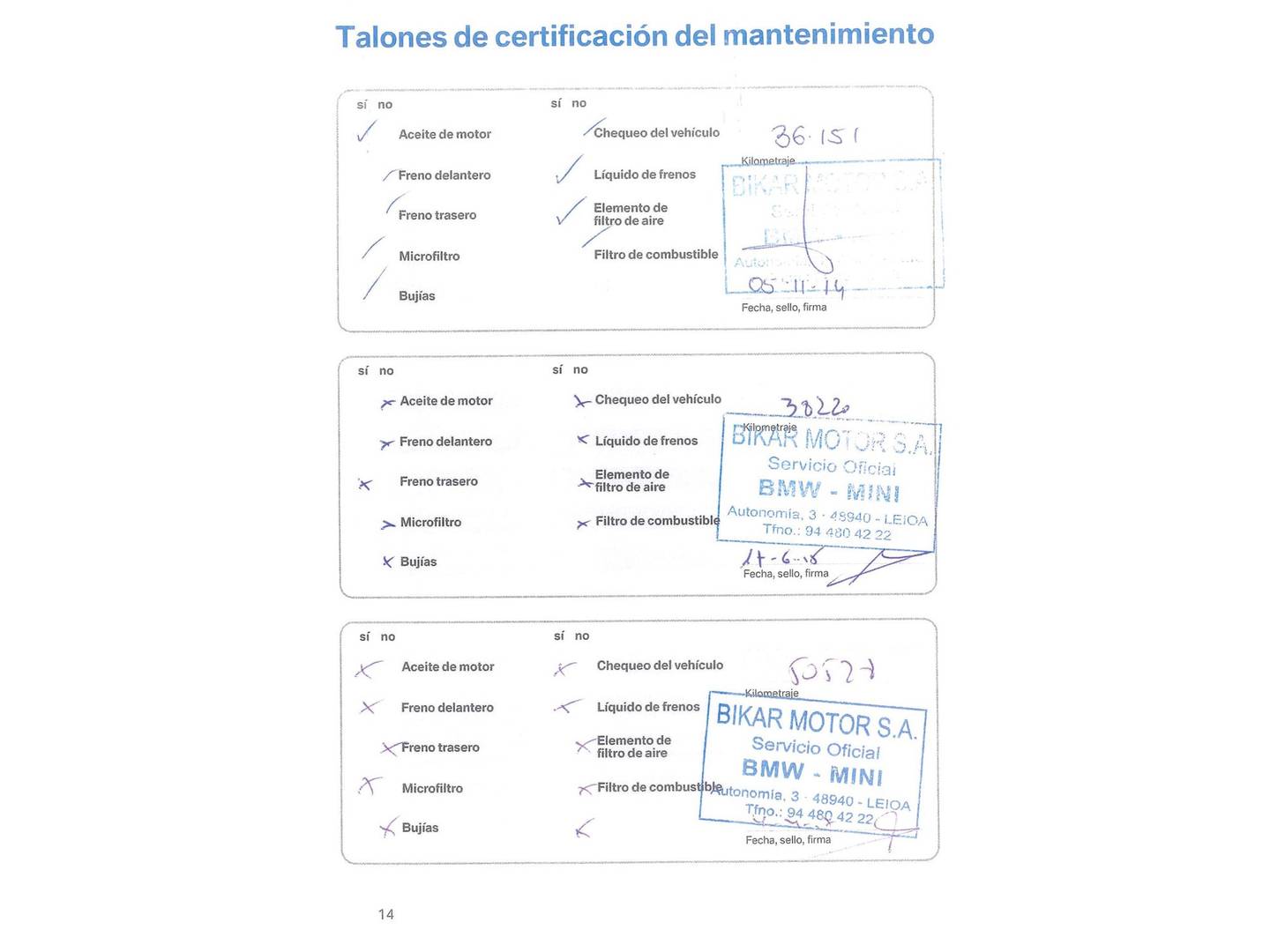 Foto del mantenimiento del BMW Serie 3 BMW Serie 3 325i Coupe (218 CV)