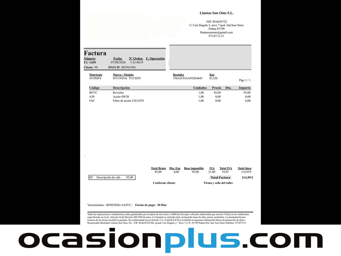 Foto del mantenimiento del Hyundai Tucson Hyundai Tucson 1.6 CRDI Maxx (115 CV)