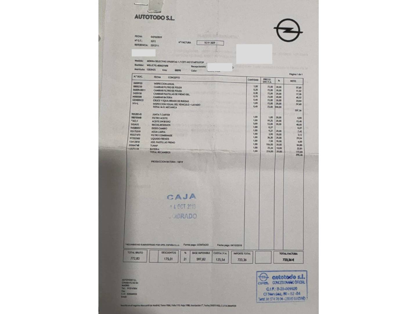 Foto del mantenimiento del Opel Mokka Opel Mokka 1.7 CDTi S&S Selective 4x2 (130 CV)