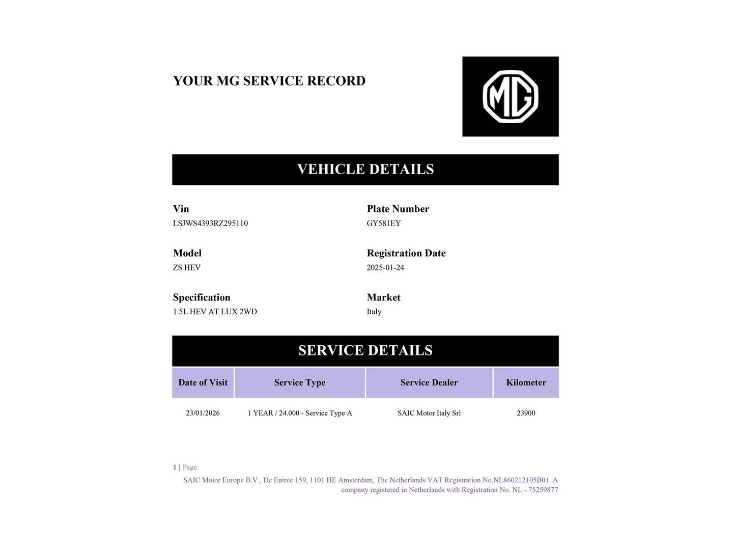 Foto del mantenimiento del MG ZS MG ZS 1.5 Hybrid+ Luxury (197 CV)