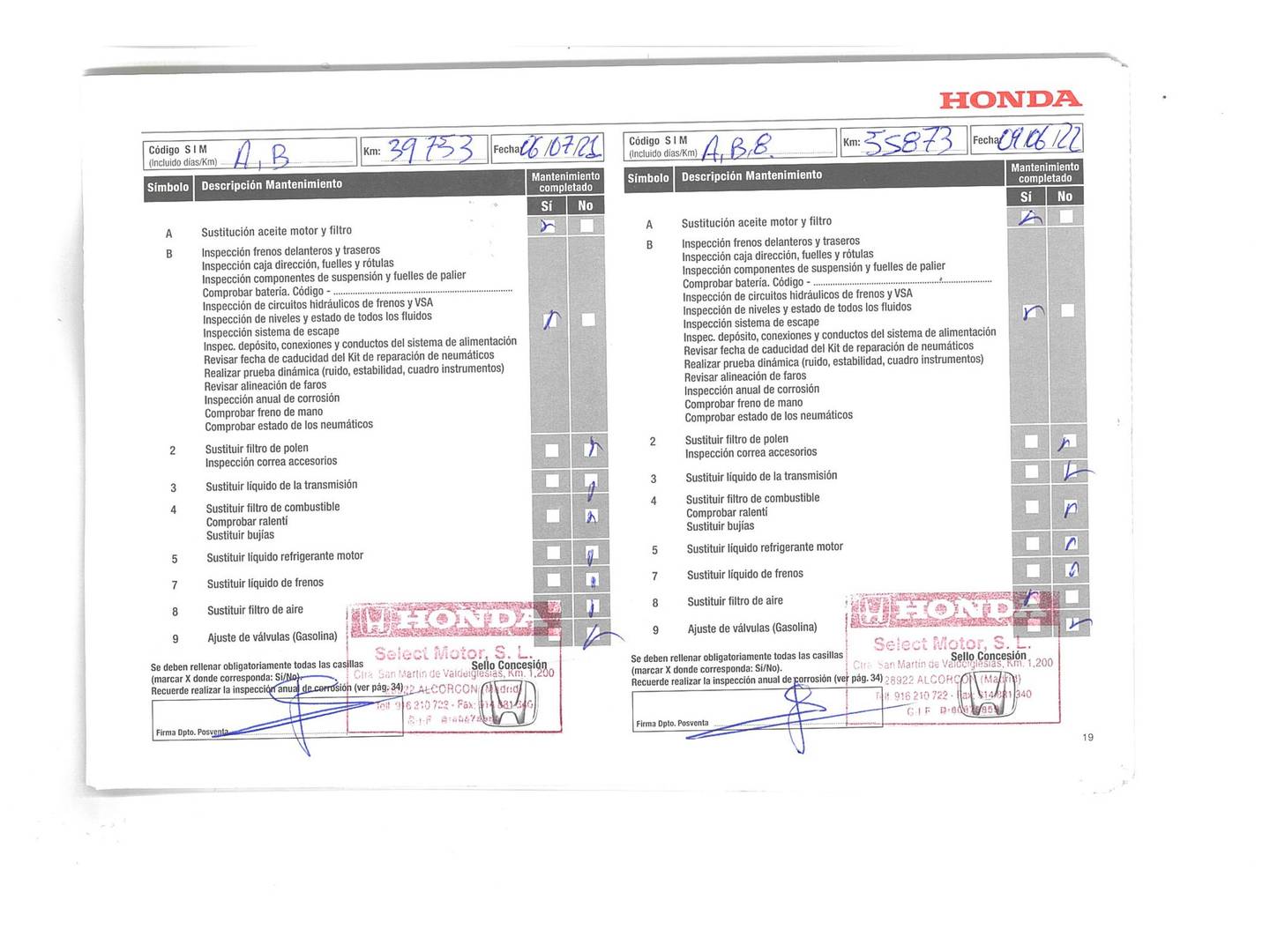 Foto del mantenimiento del Honda Jazz Honda Jazz 1.3 i-VTEC Elegance (102 CV)