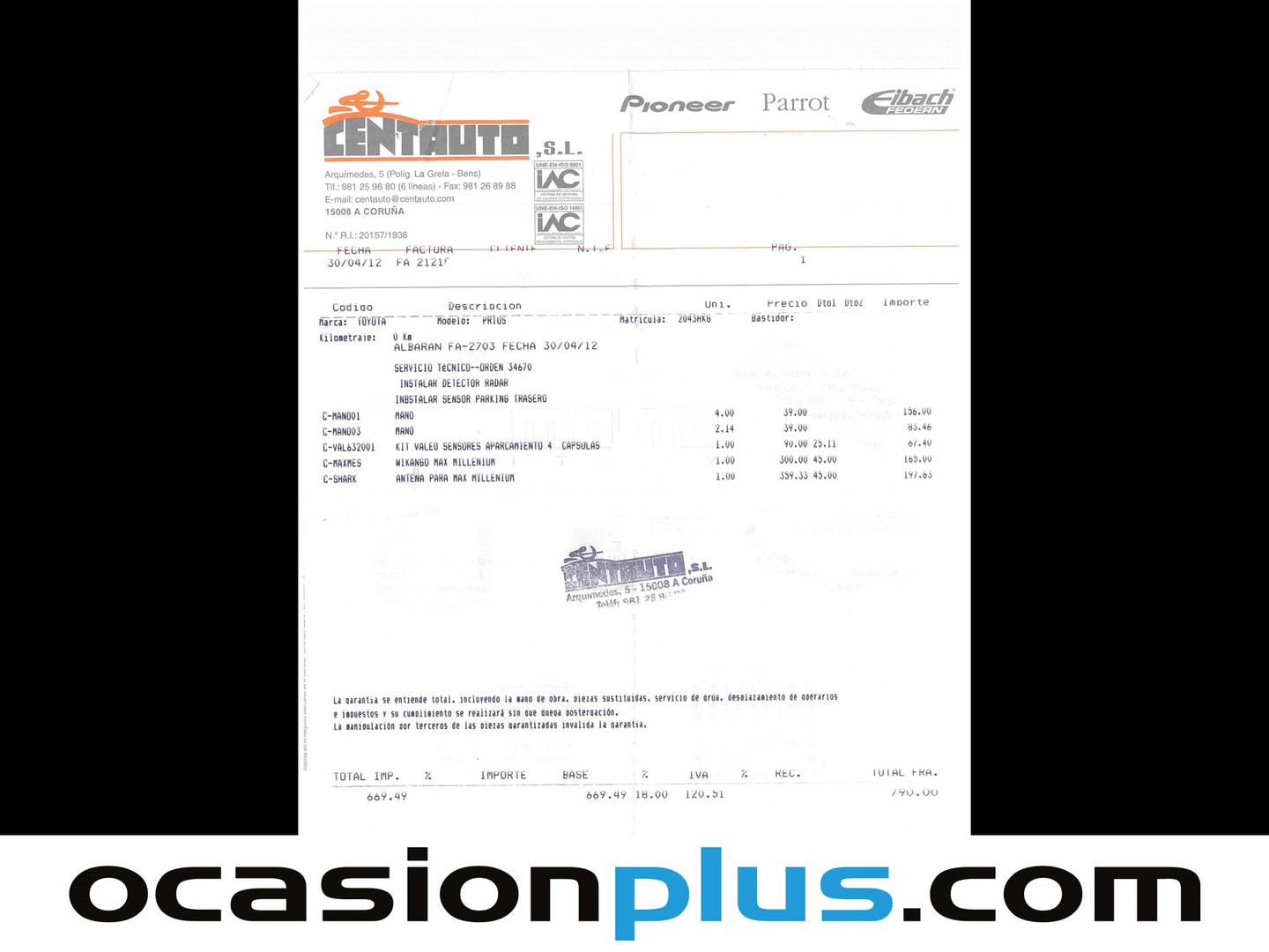Foto del mantenimiento del Toyota Prius Toyota Prius 1.8 HSD Eco (136 CV)