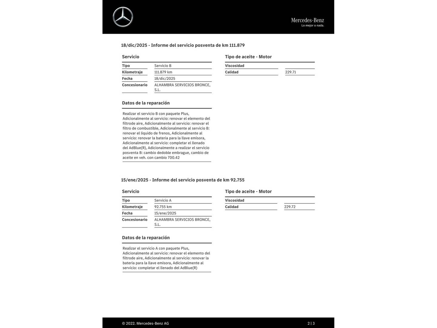 Foto del mantenimiento del Mercedes Clase A Mercedes-Benz Clase A Clase A 180 d (116 CV) Pack AMG