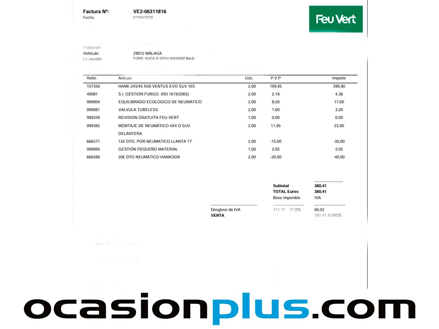 Foto del mantenimiento del Ford Kuga Ford Kuga 2.5 Duratec PHEV ST-Line X Auto  (225 CV)