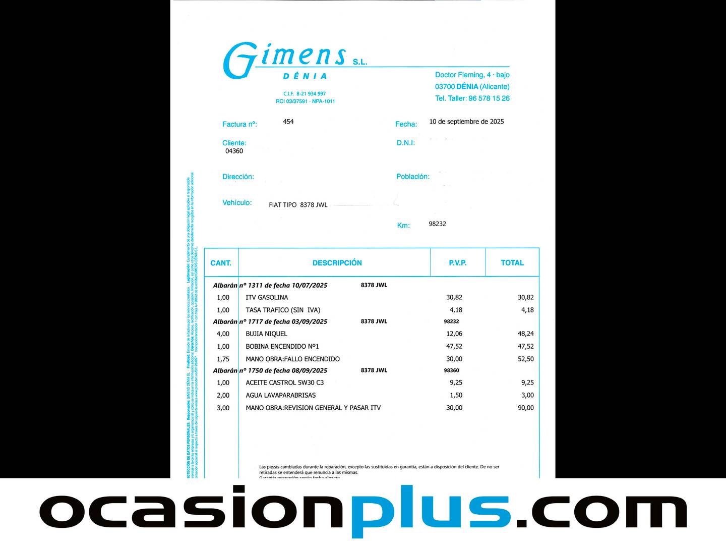 Foto del mantenimiento del Fiat Tipo Fiat Tipo 1.4 16v Easy (95CV) gasolina SW