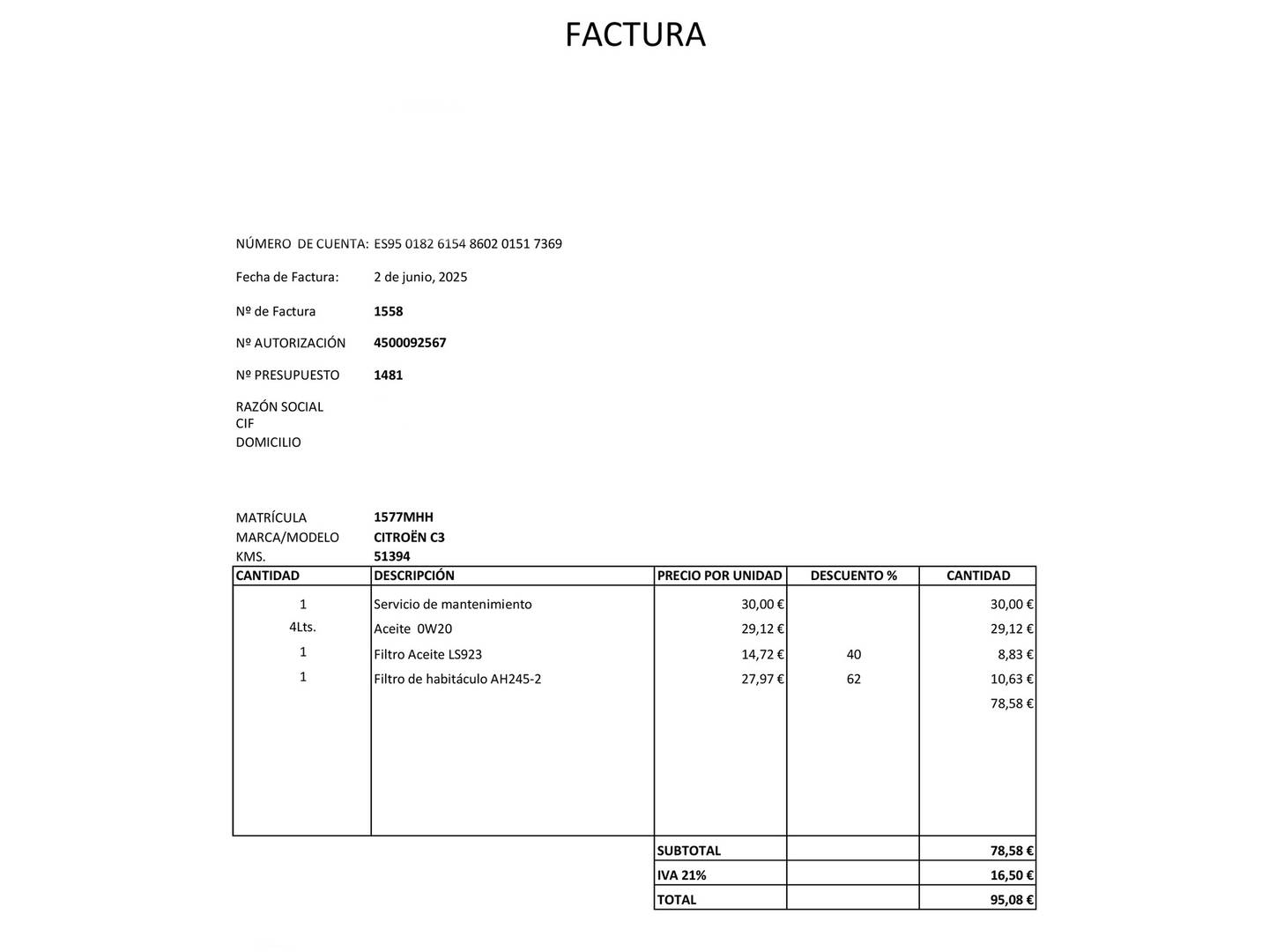 Foto del mantenimiento del Citroën C3 Citroën C3 PureTech 110 S&S Shine EAT6 (110 CV)