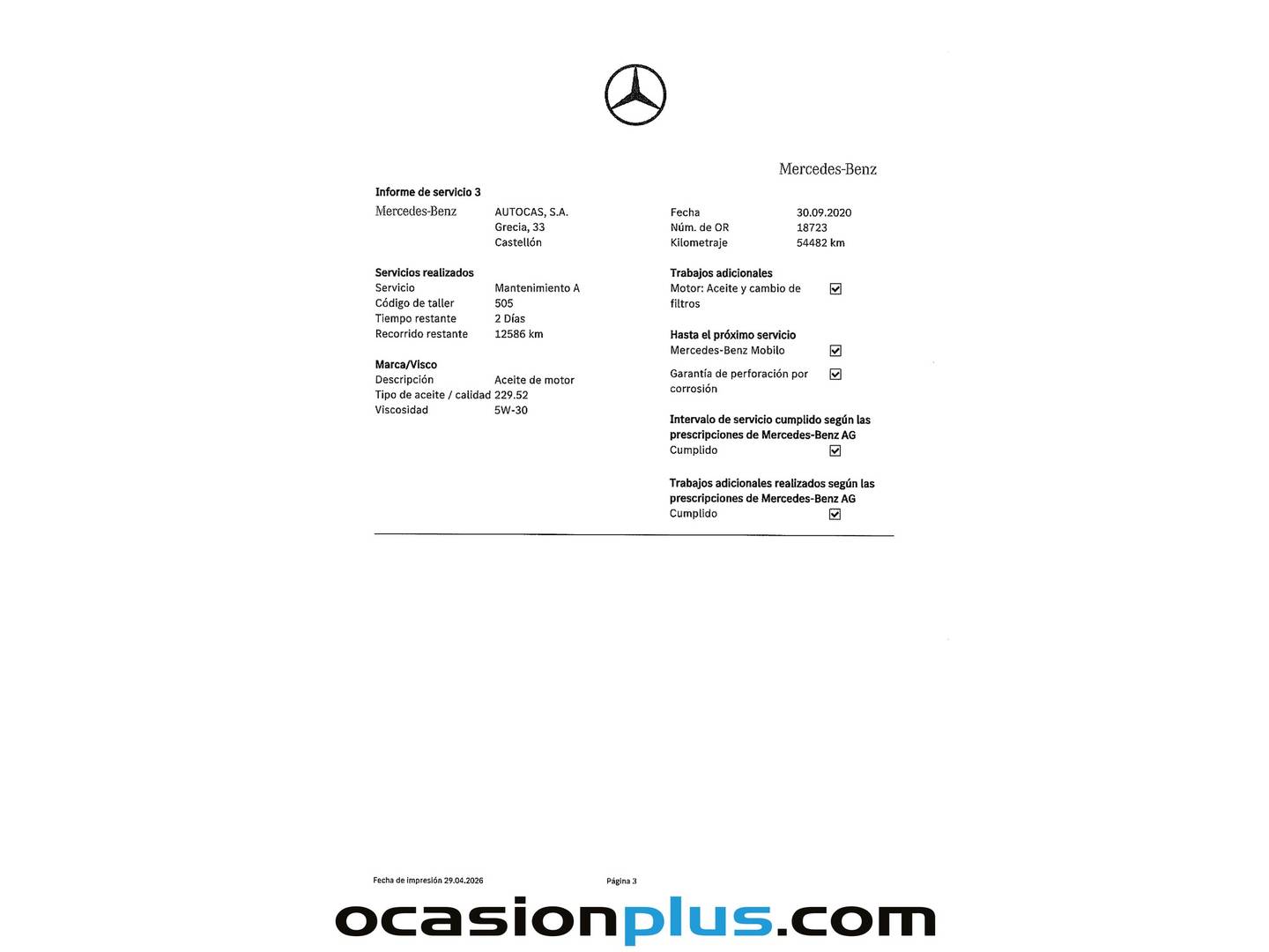 Foto del mantenimiento del Mercedes CLA Mercedes CLA Shooting Brake 200 d (136 CV)