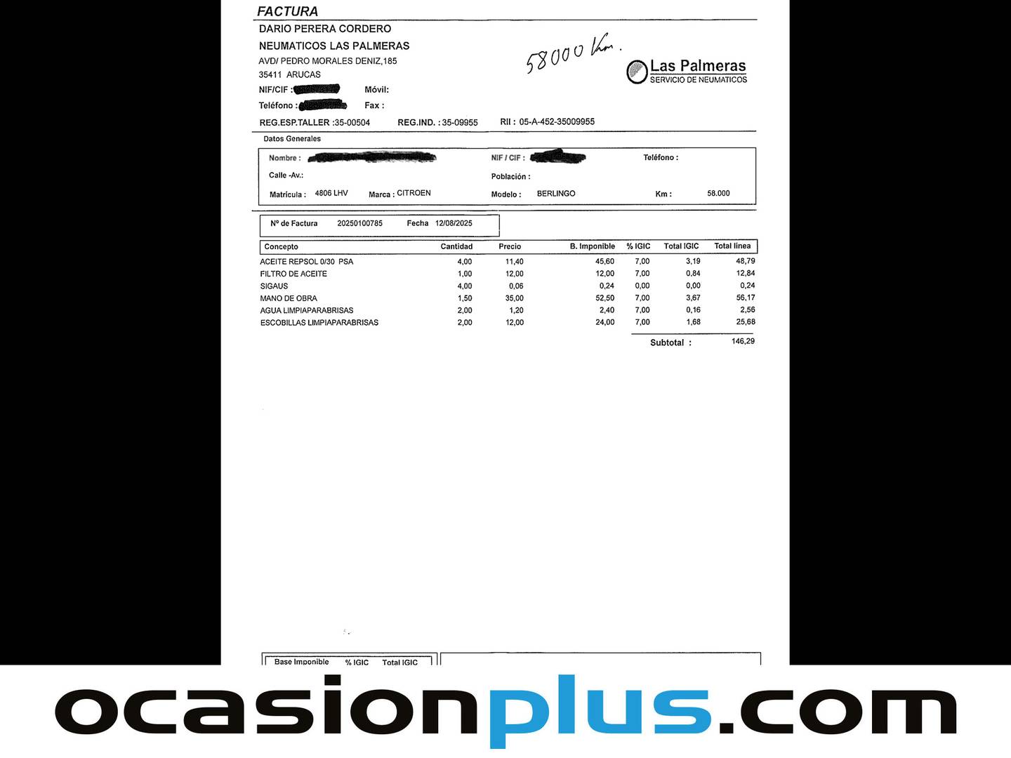 Foto del mantenimiento del Citroën Berlingo Citroen Berlingo BlueHDi 100 S&S Talla M Shine (102 CV)
