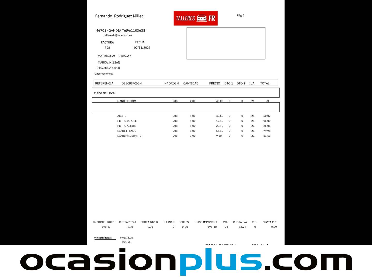 Foto del mantenimiento del Nissan JUKE Nissan Juke 1.6 Tekna Premium 4X2 (117 CV)