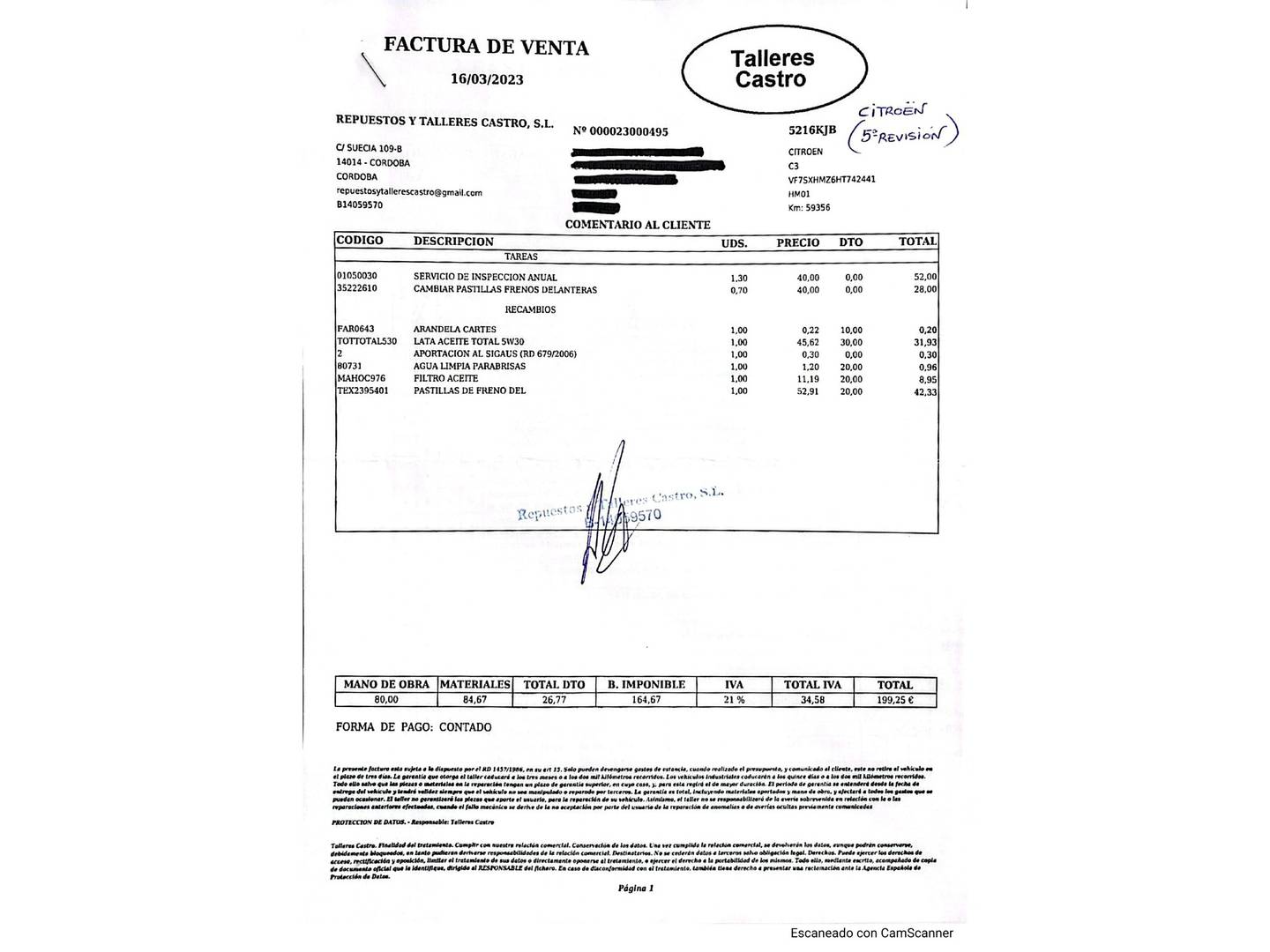 Foto del mantenimiento del Citroën C3 Citroën C3 PureTech 82 Shine (82 CV)