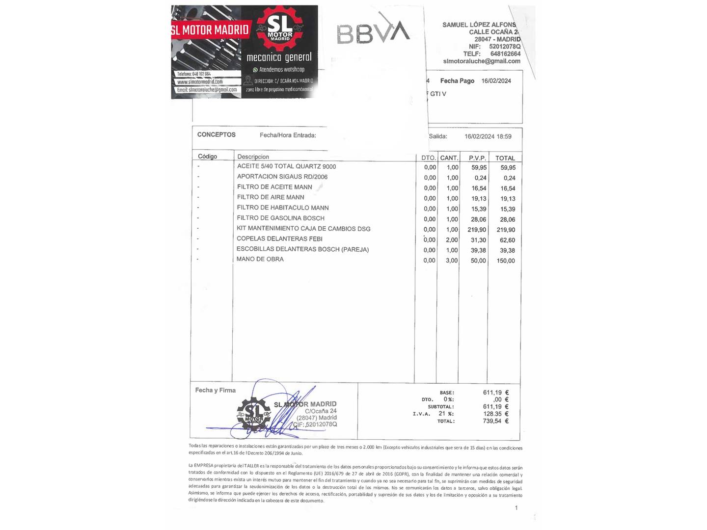 Foto del mantenimiento del Volkswagen Golf Volkswagen Golf GTI 2.0 TFSI (200 CV)