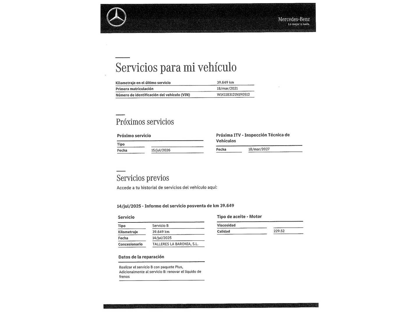 Foto del mantenimiento del Mercedes CLA Mercedes-Benz CLA 200 d  (150 CV) Pack AMG
