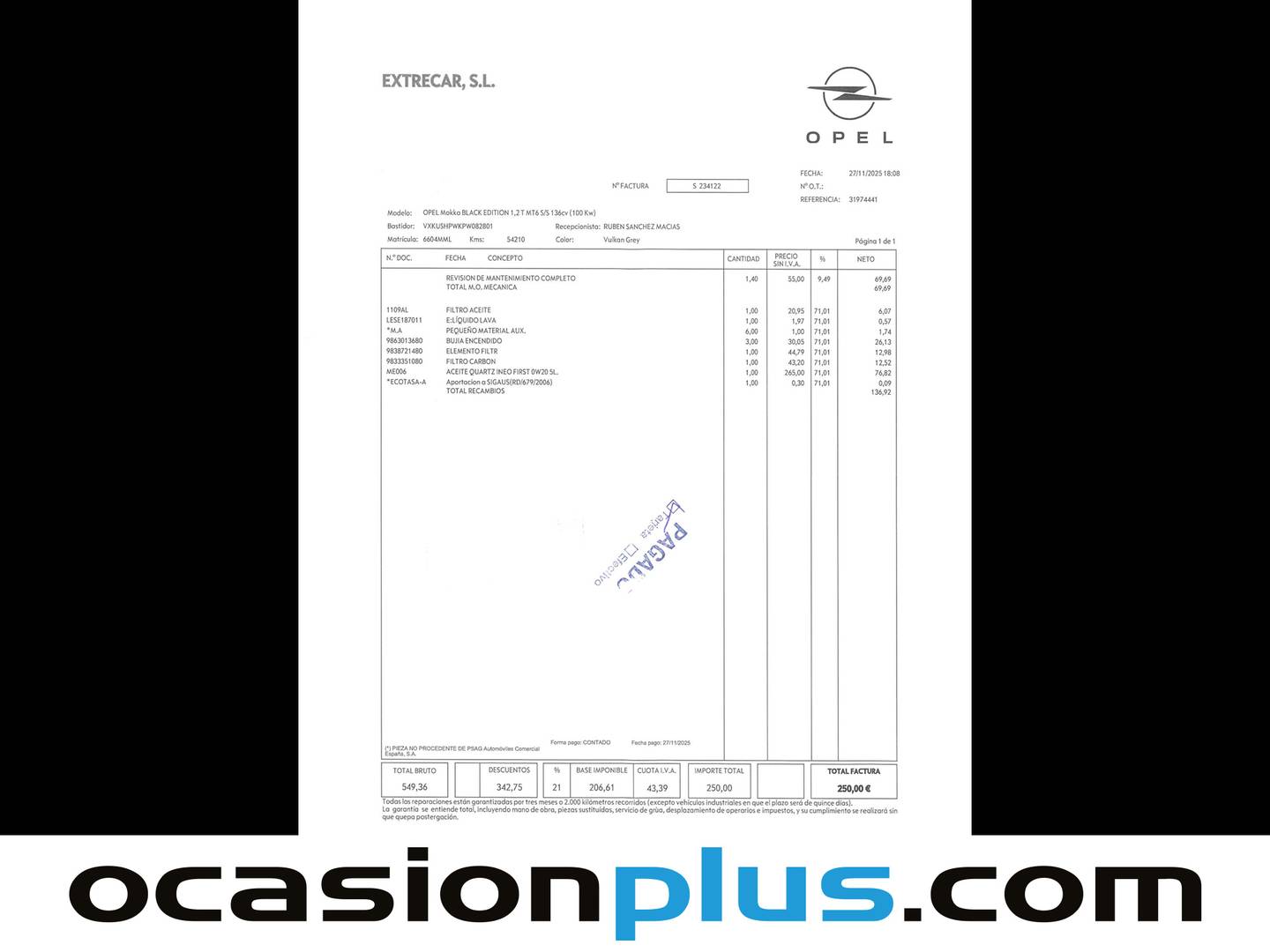 Foto del mantenimiento del Opel Mokka Opel Mokka 1.2 T Black Edition (136 CV)