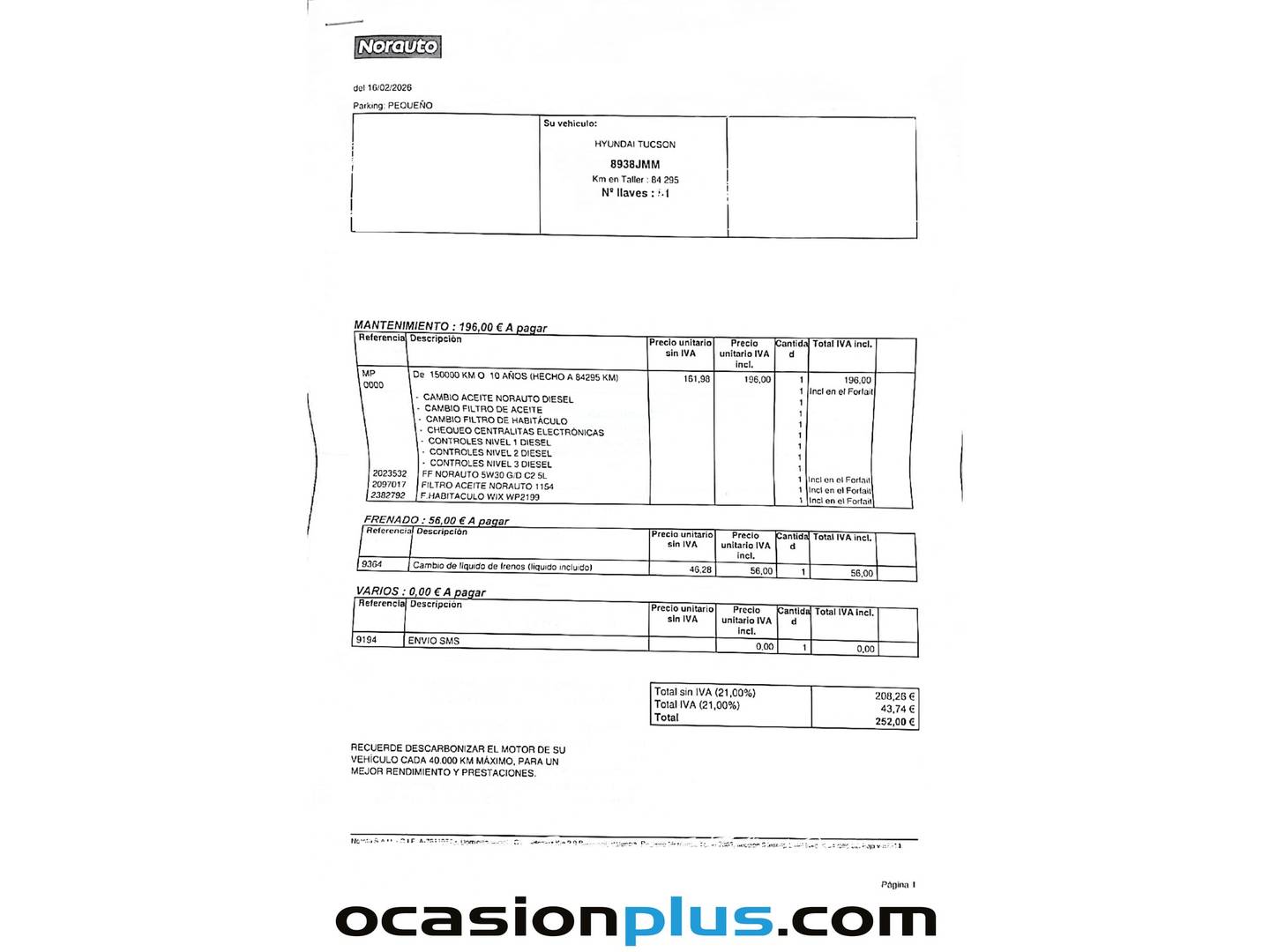 Foto del mantenimiento del Hyundai Tucson Hyundai Tucson 1.7 CRDI BlueDrive Klass Sky 4x2 (115 CV)