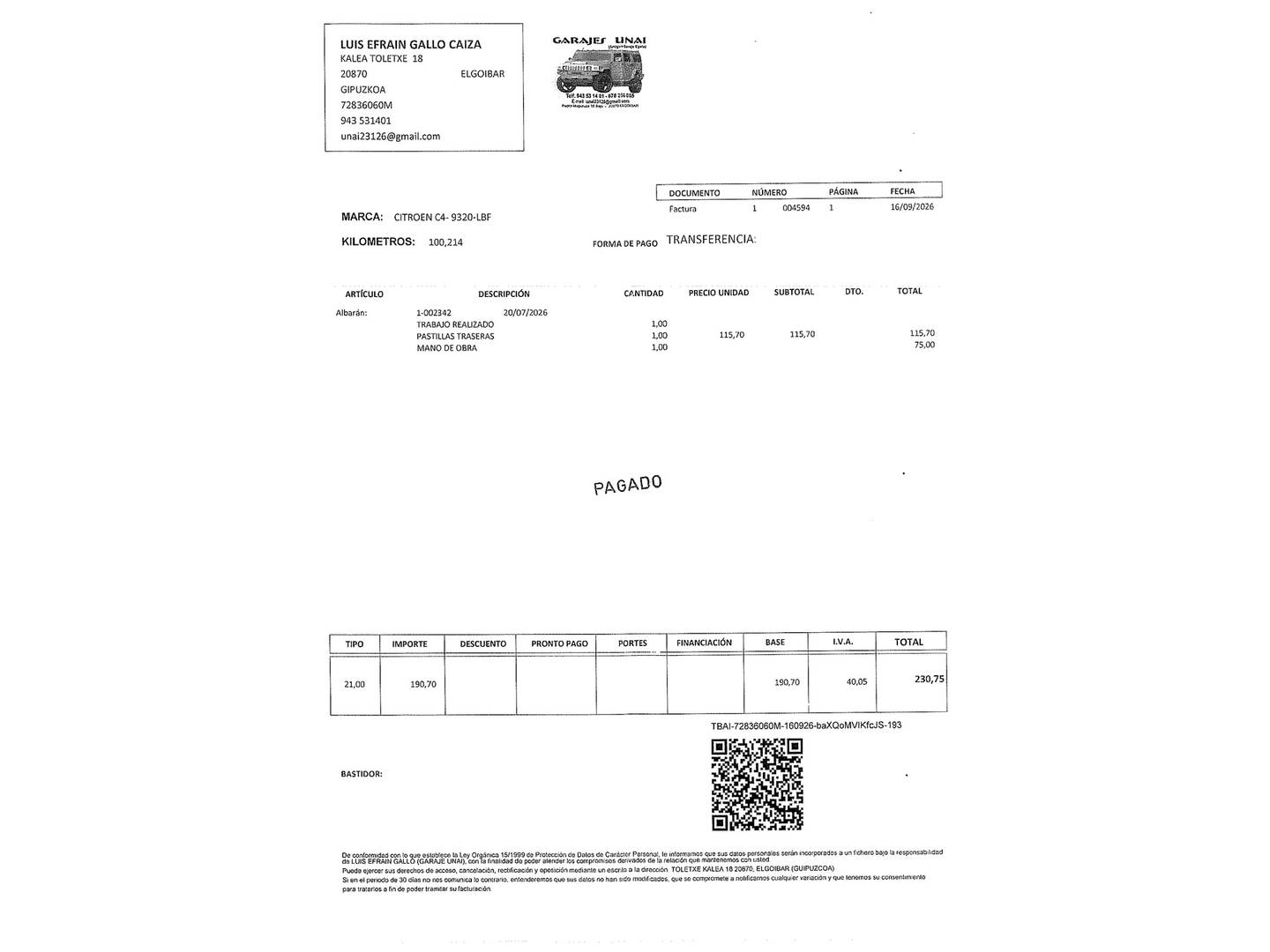Foto del mantenimiento del Citroën Grand C4 Spacetourer Citroën Grand C4 Spacetourer PureTech 130 S&S Feel (130 CV) 7 Plazas