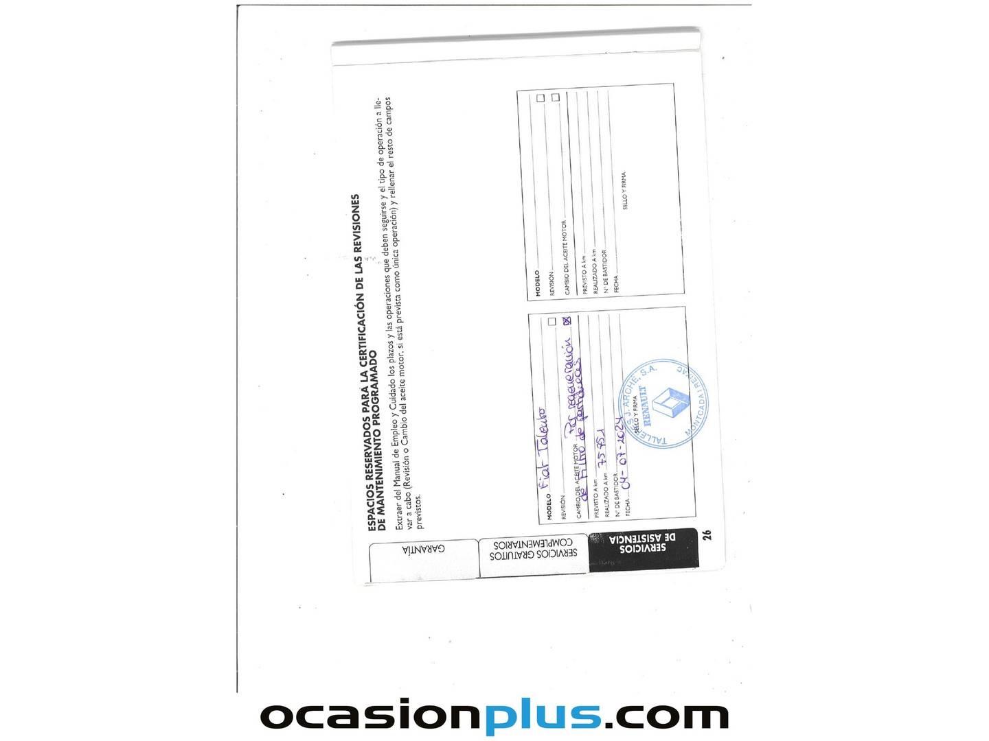 Foto del mantenimiento del Fiat Talento Fiat Talento Combi 1.6 EcoJet SX Largo (120 CV) 9 Plazas