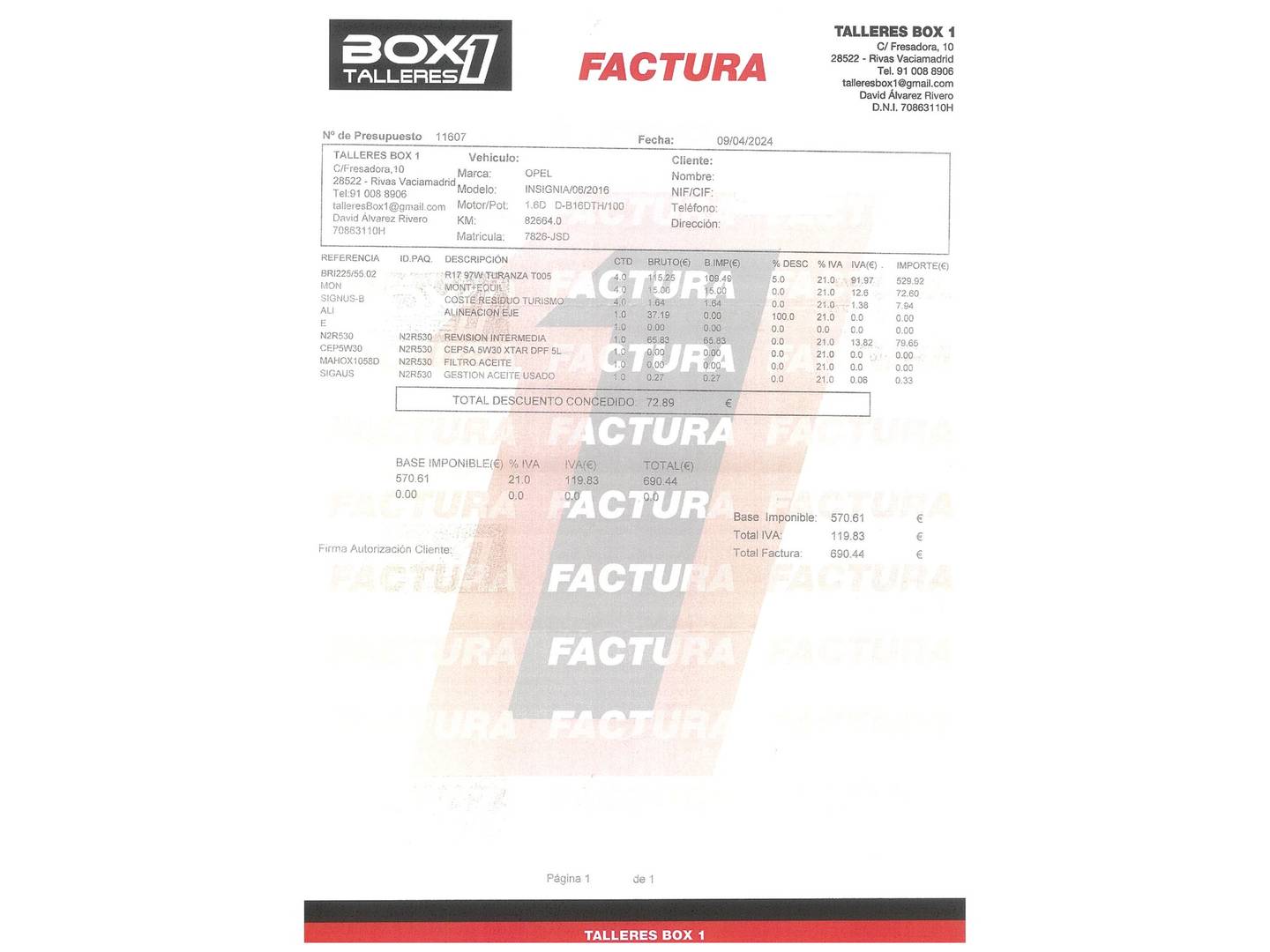 Foto del mantenimiento del Opel Insignia Opel Insignia 1.6 CDTI ecoFlex S&S Business (136 CV)