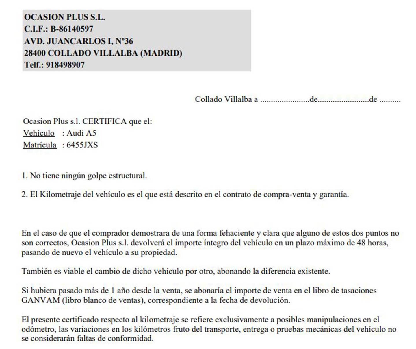 Foto del certificado del Audi A5 Audi A5 Coupe Coupe S line 2.0 TFSI quattro (252 CV) S tronic