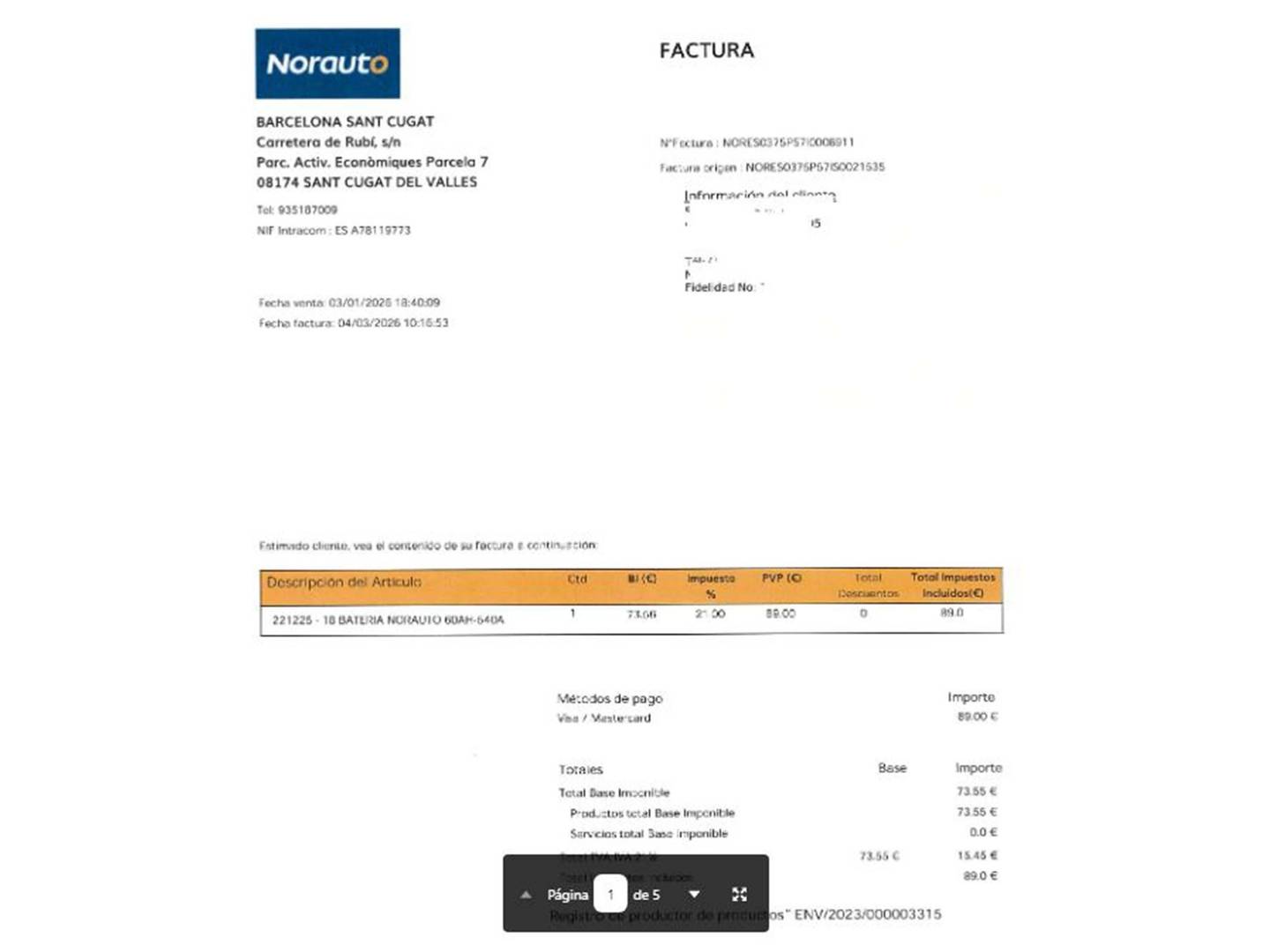 Foto del mantenimiento del Citroën Berlingo Citroen Berlingo Combi BlueHDi 100 Multispace 20 Aniversario (100 CV)