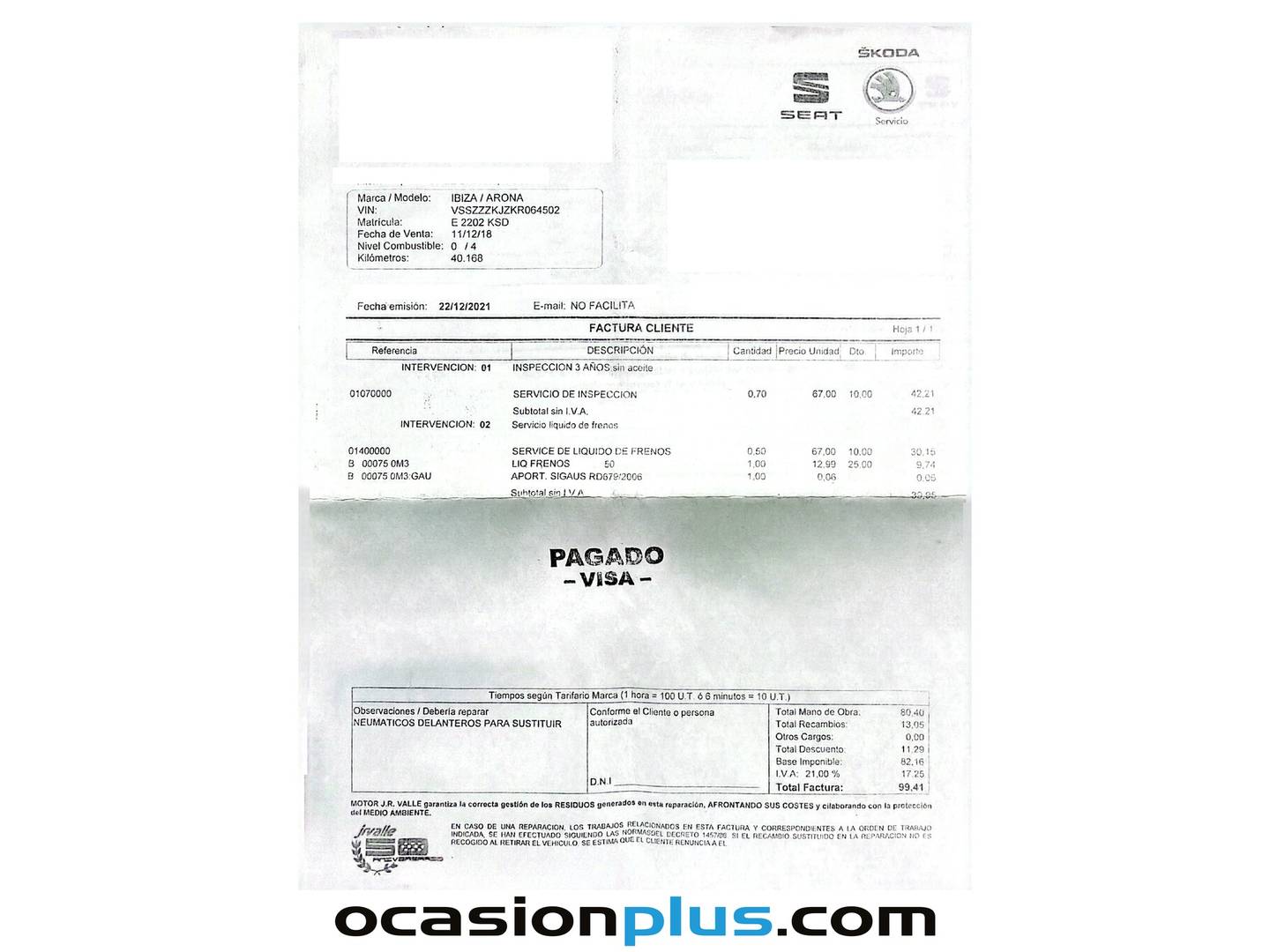 Foto del mantenimiento del Seat Arona Seat Arona 1.6 TDI Ecomotive FR (115 CV)