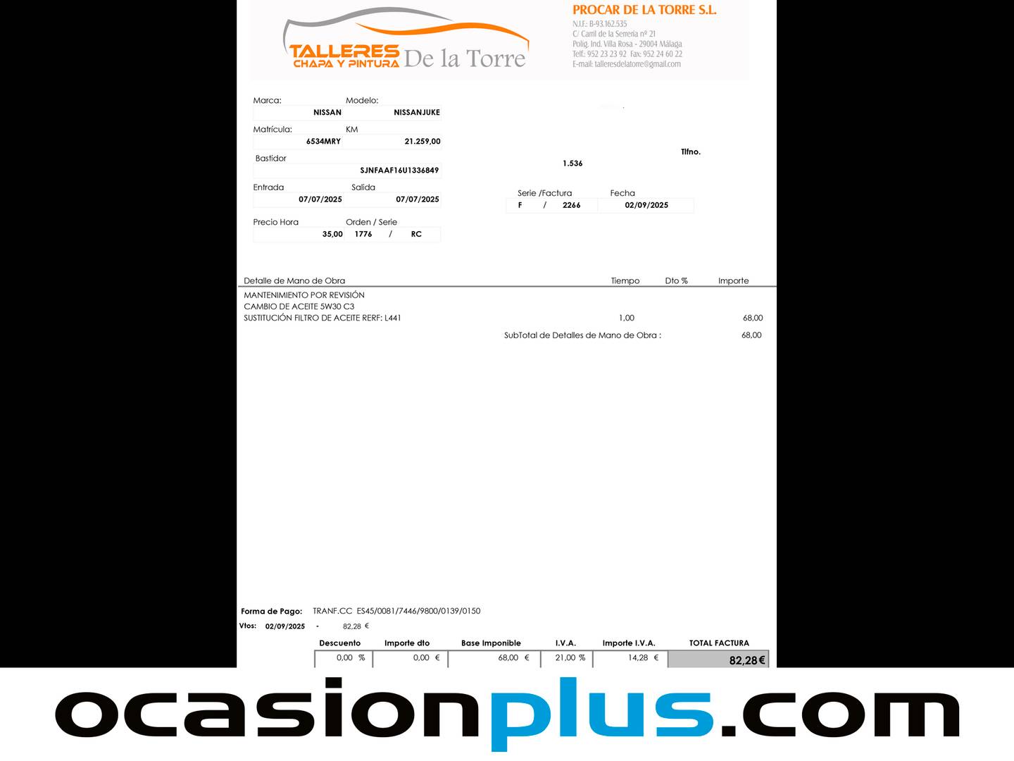Foto del mantenimiento del Nissan JUKE Nissan Juke DIG-T Acenta (114 CV)