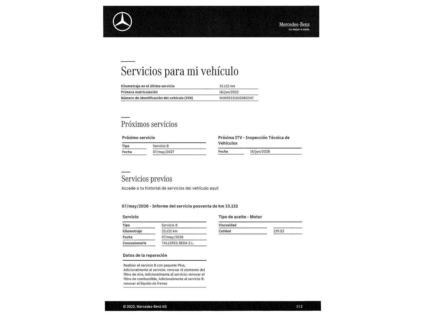 Foto del mantenimiento del Mercedes GLC Coupé Mercedes GLC Coupé 220 d 4Matic (194 CV)
