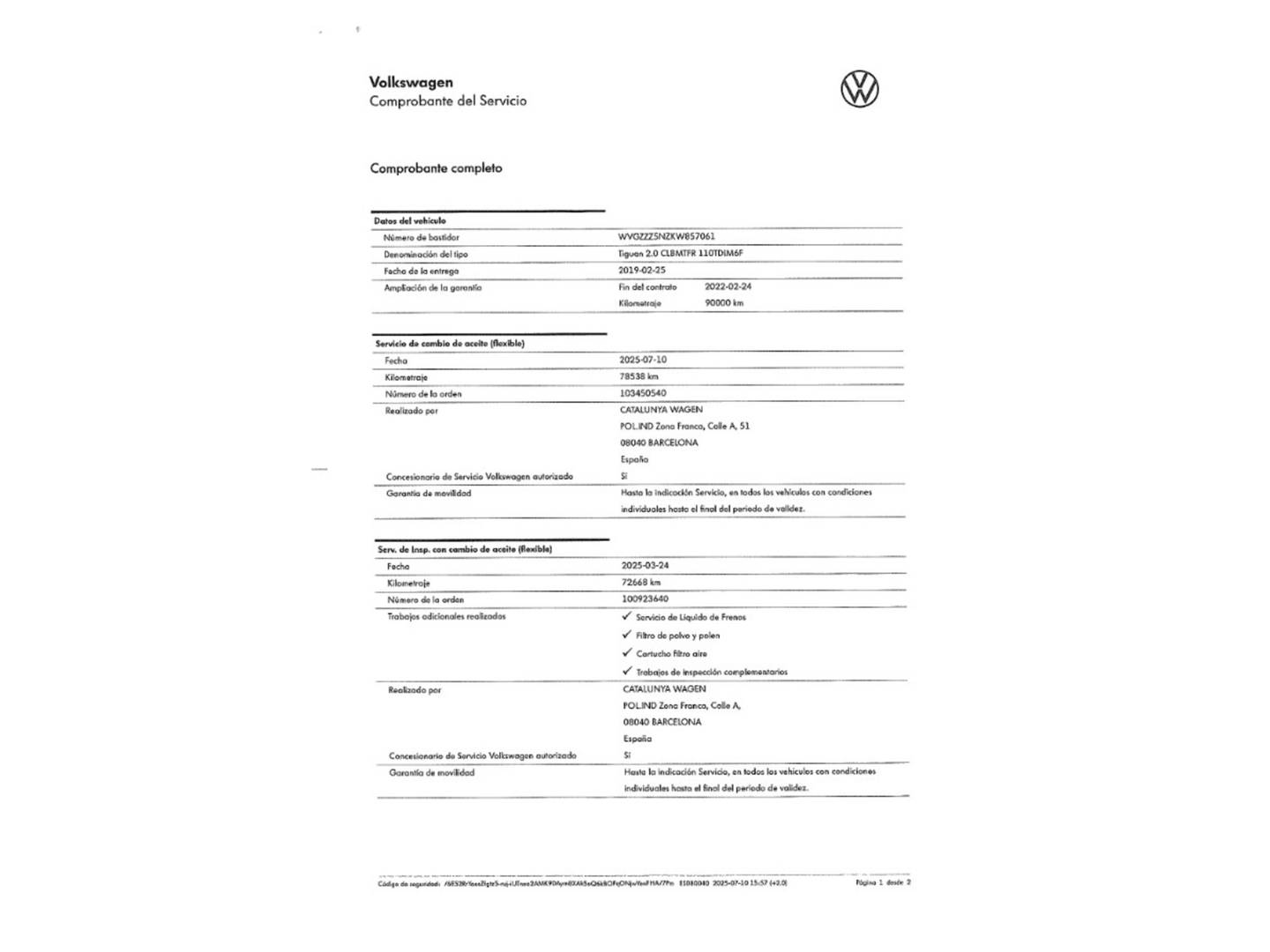 Foto del mantenimiento del Volkswagen Tiguan Volkswagen Tiguan Advance 2.0 TDI (150 CV) Pack R-line