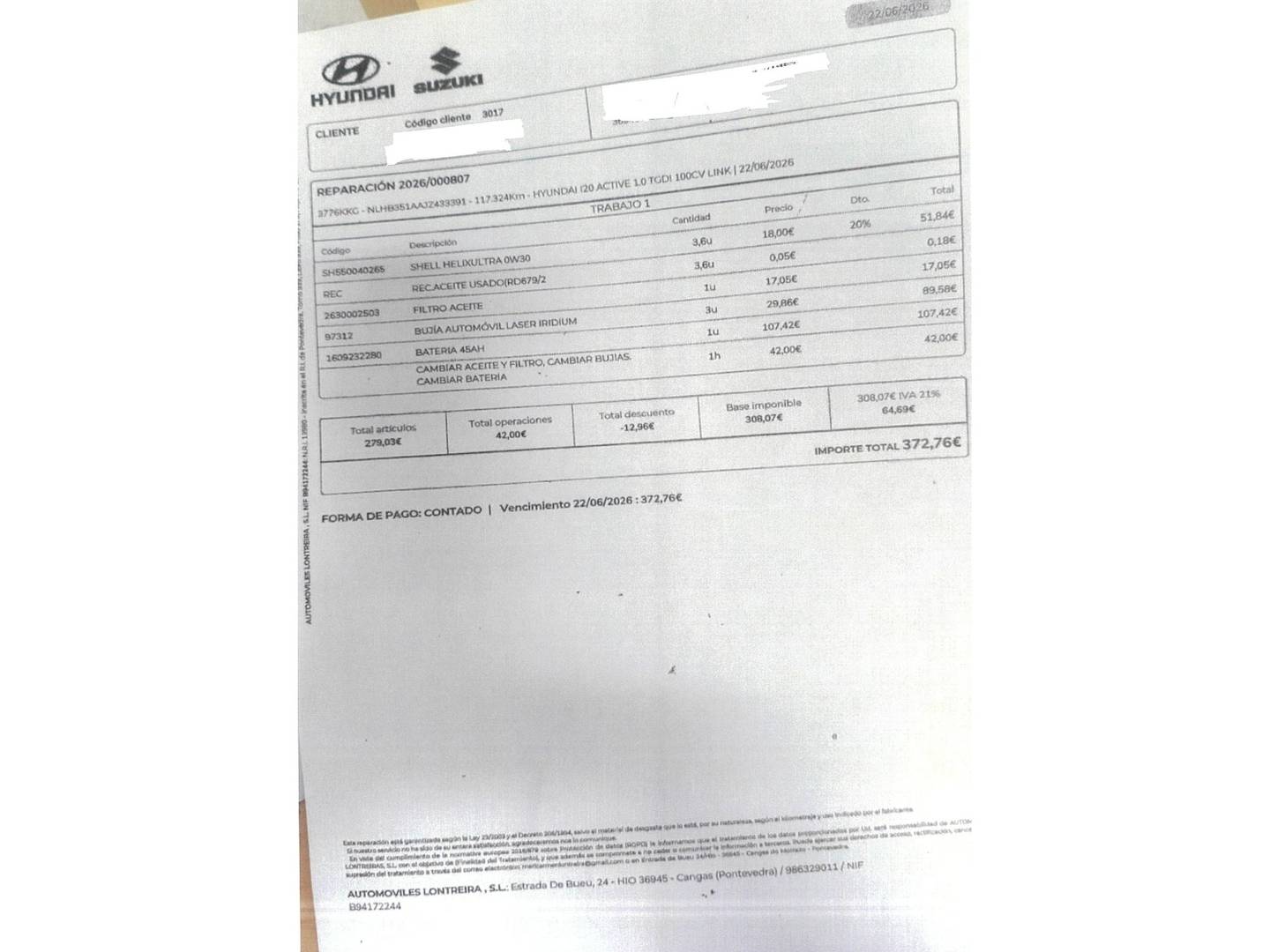 Foto del mantenimiento del Hyundai i20 Active Hyundai i20 Active 1.0 TGDI Link (100 CV)