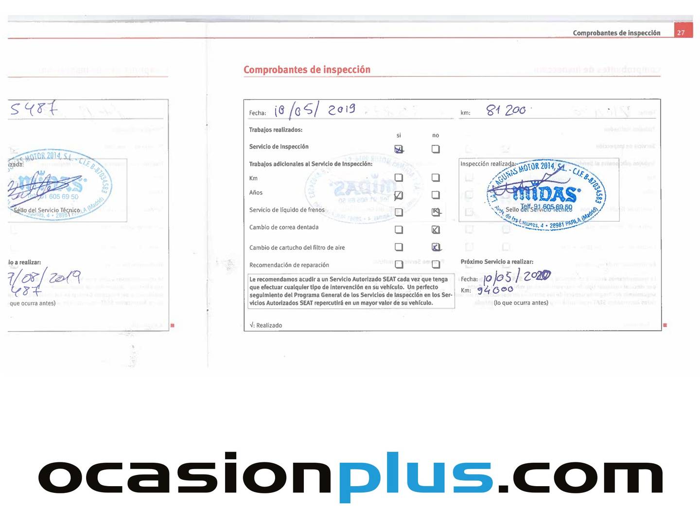 Foto del mantenimiento del Seat Ibiza Seat Ibiza 1.4 16v Reference Auto (75 CV)
