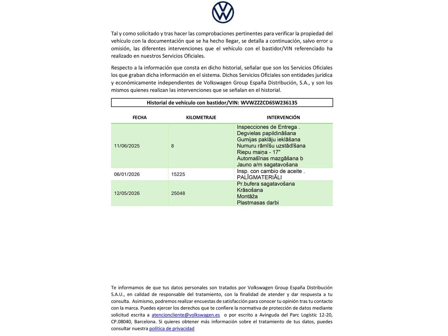 Foto del mantenimiento del Volkswagen Golf Volkswagen Golf Life 2.0 TDI (150 CV) DSG