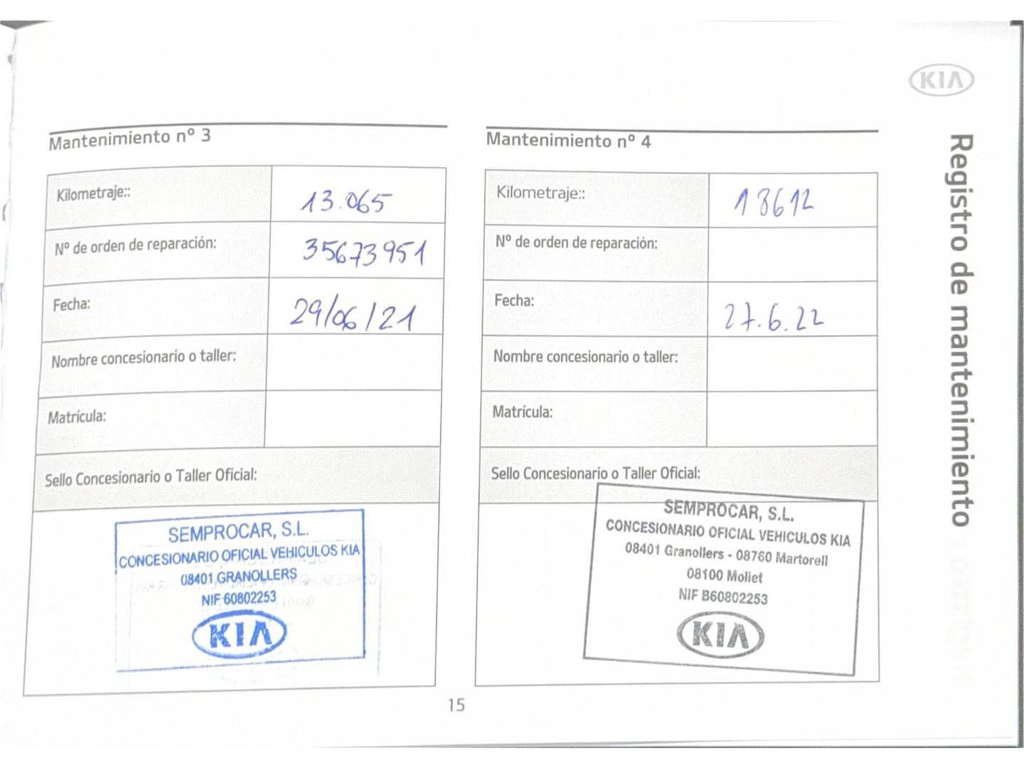 Foto del mantenimiento del KIA Rio KIA Rio 1.2 CVVT Concept (84 CV)
