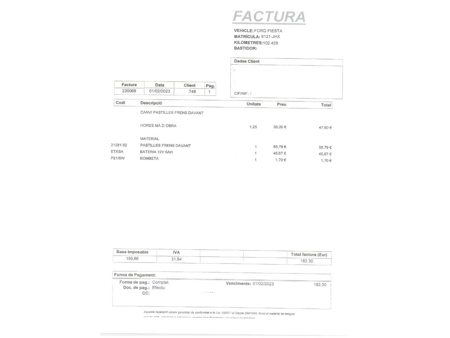 Foto del mantenimiento del Ford Fiesta Ford Fiesta 1.0 EcoBoost Red Edition (140 CV)