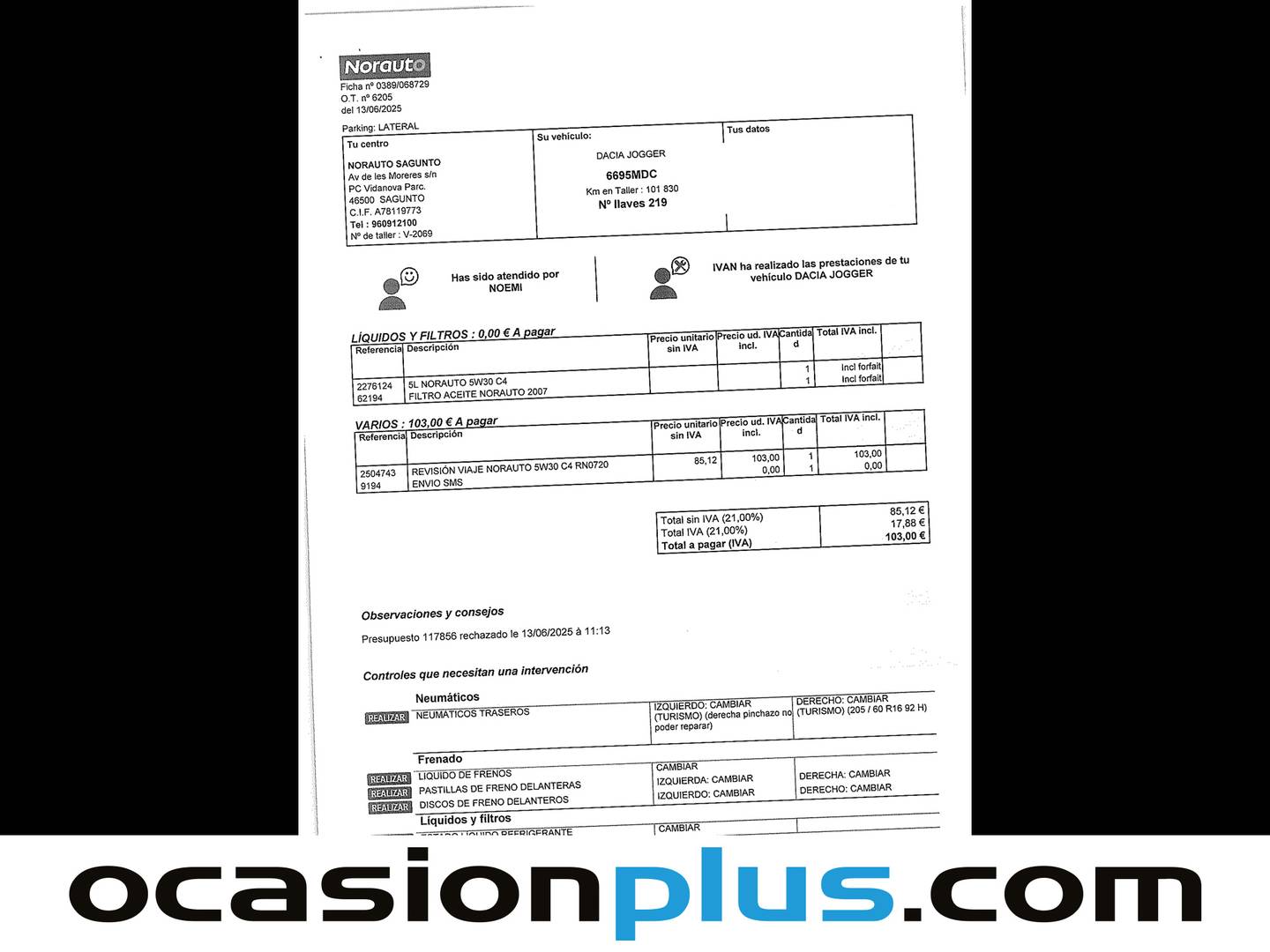 Foto del mantenimiento del Dacia Jogger Dacia Jogger Serie Limitada Extreme (100 CV) ECO-G 7 PLAZAS