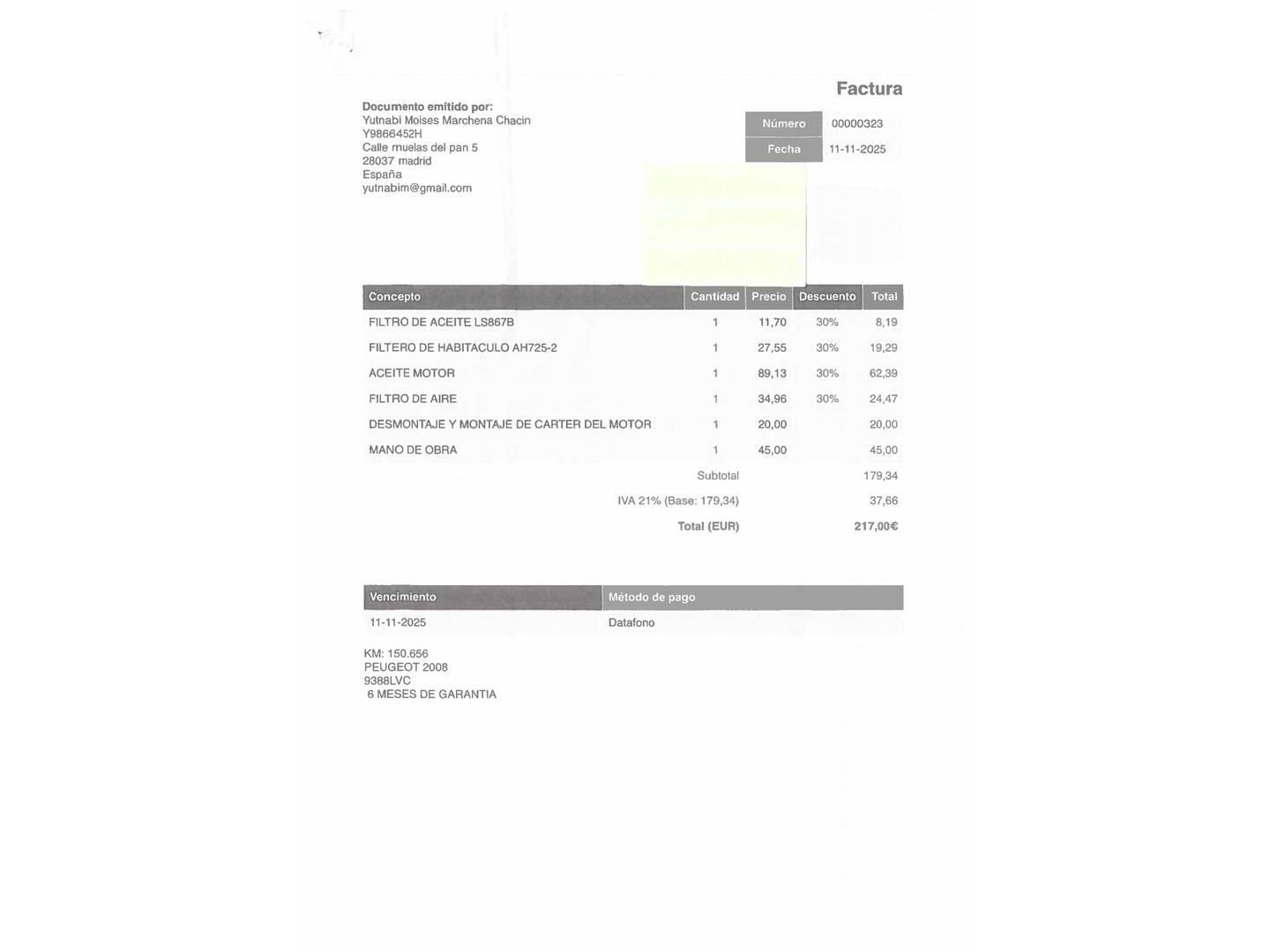 Foto del mantenimiento del Peugeot 2008 Peugeot 2008 PureTech 130 S&S Allure Pack (130 CV)