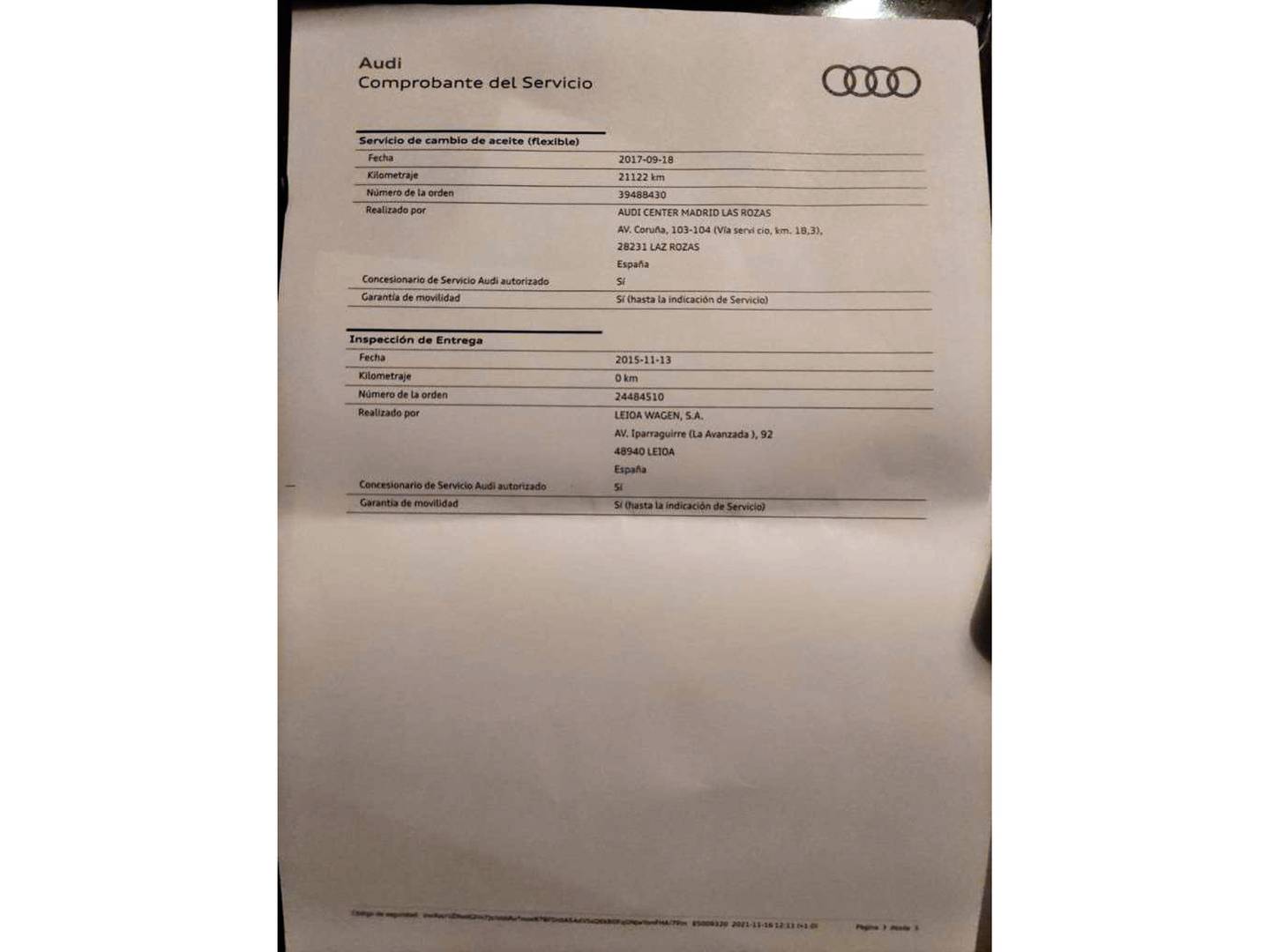 Foto del mantenimiento del Audi A3 Audi S3 Sportback 2.0 TFSI Quattro (300 CV) S Tronic