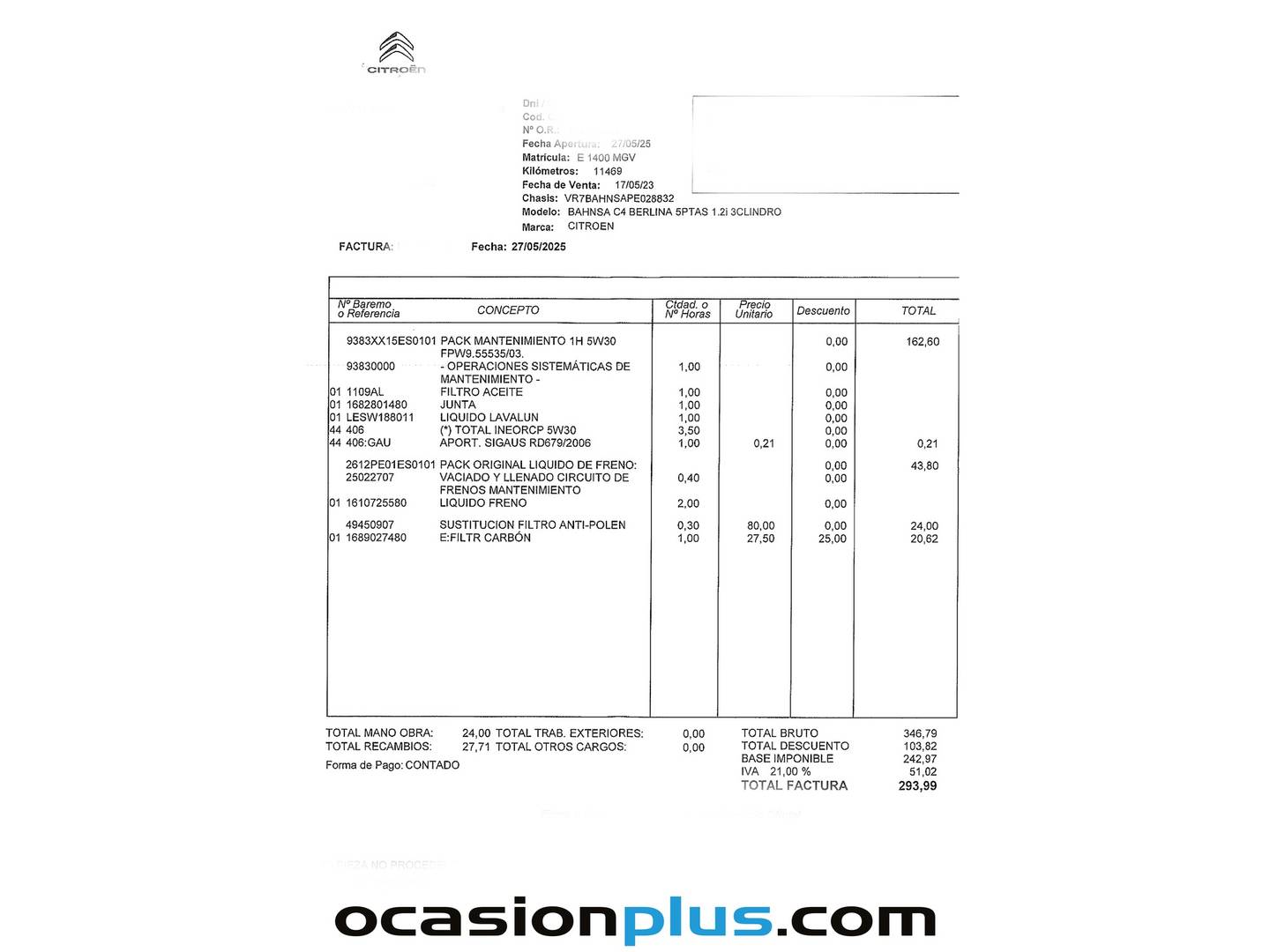 Foto del mantenimiento del Citroën C4 Citroën C4 PureTech 130 S&S 6v Feel Pack (130 CV)