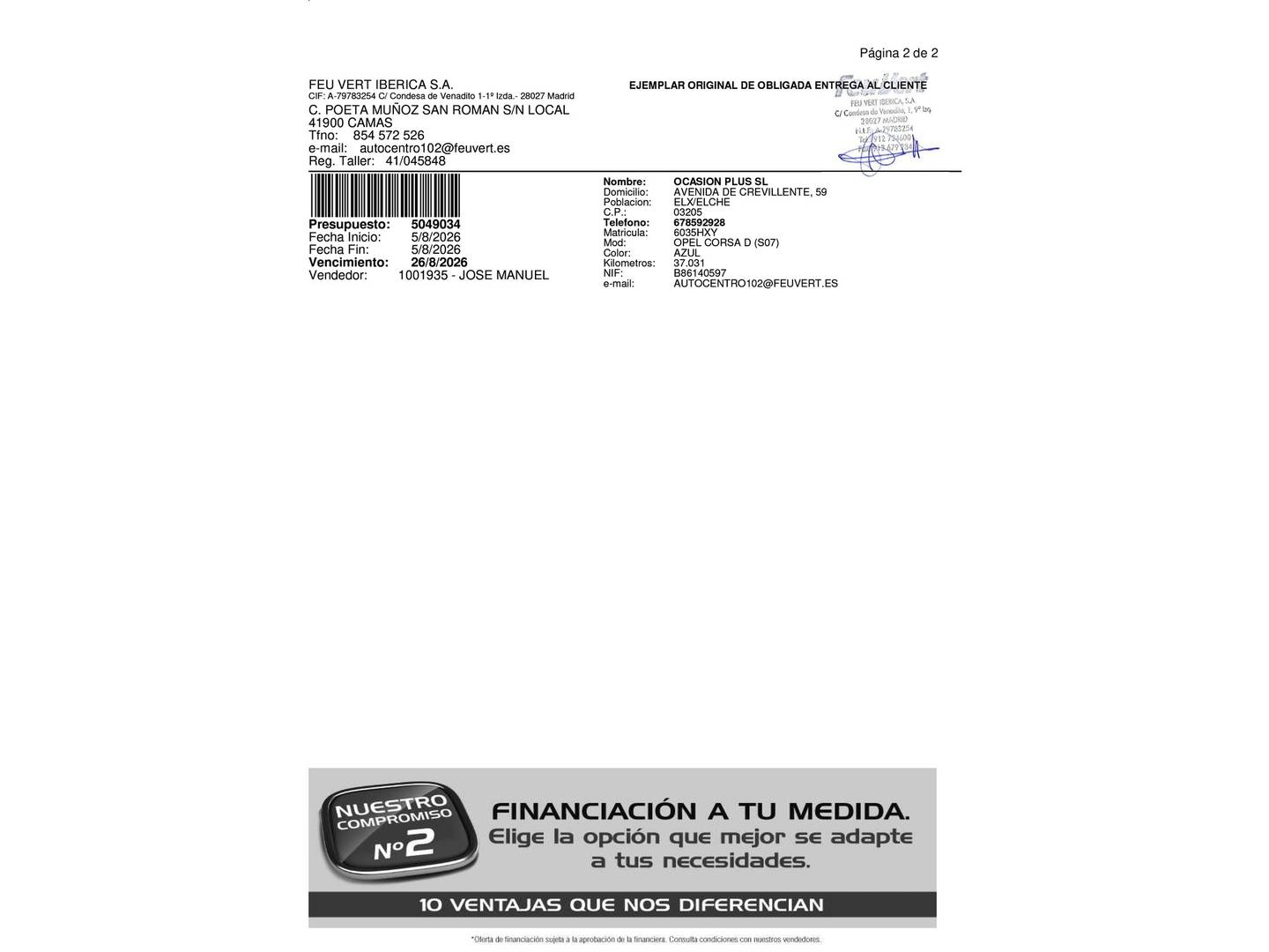 Foto del mantenimiento del Opel Corsa Opel Corsa 1.2 S&S Selective (85 CV)