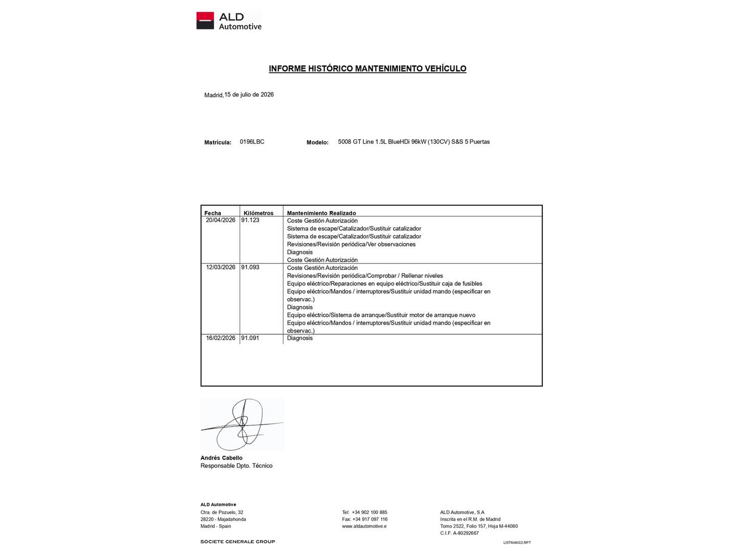 Foto del mantenimiento del Peugeot 5008 Peugeot 5008 BlueHDI GT Line S&S (130 CV) 7 Plazas