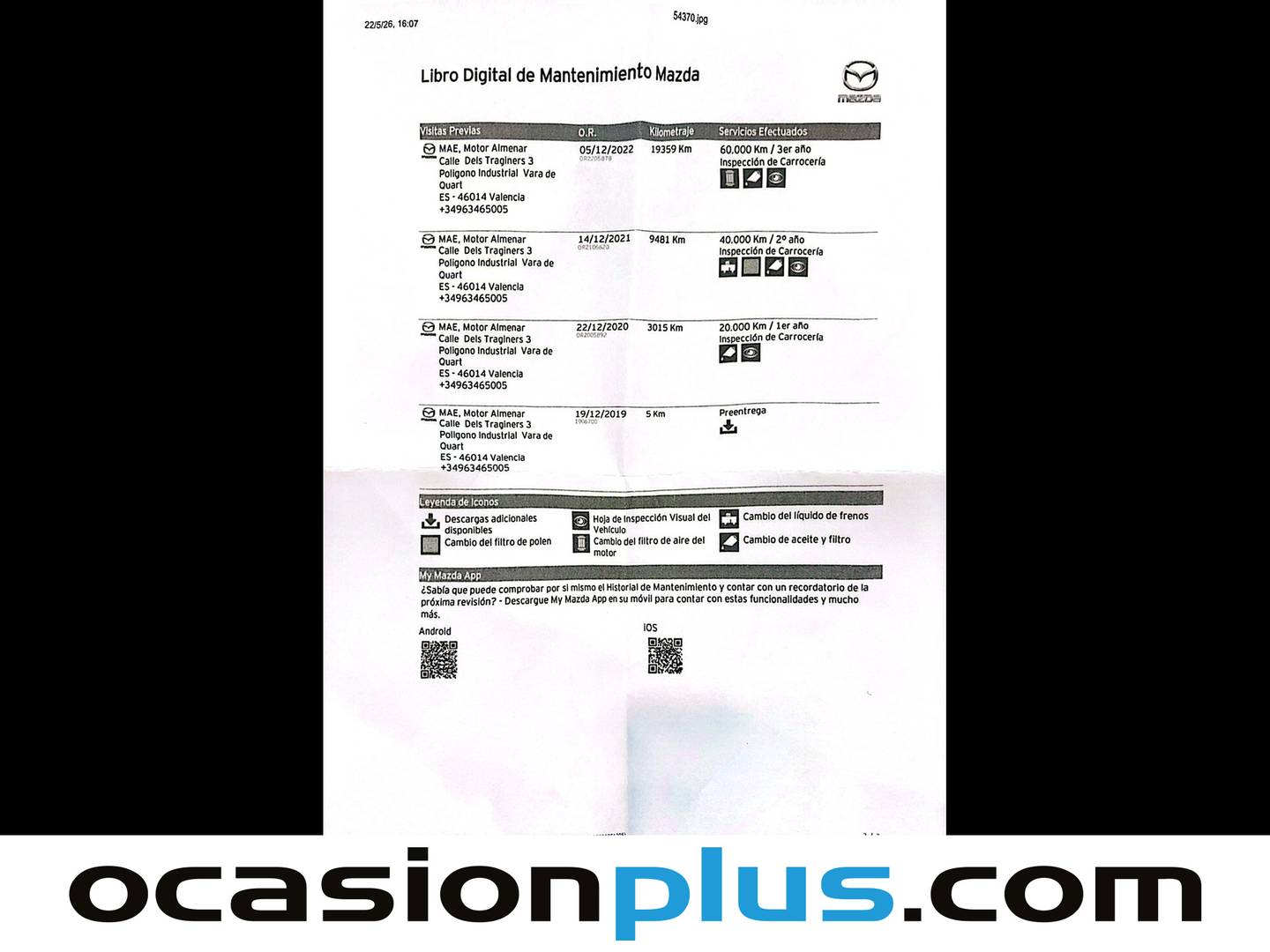 Foto del mantenimiento del Mazda Mazda3 Mazda Mazda 3 2.0 Sedan Skyactiv-G Zenith Safety Black AT (122 CV)