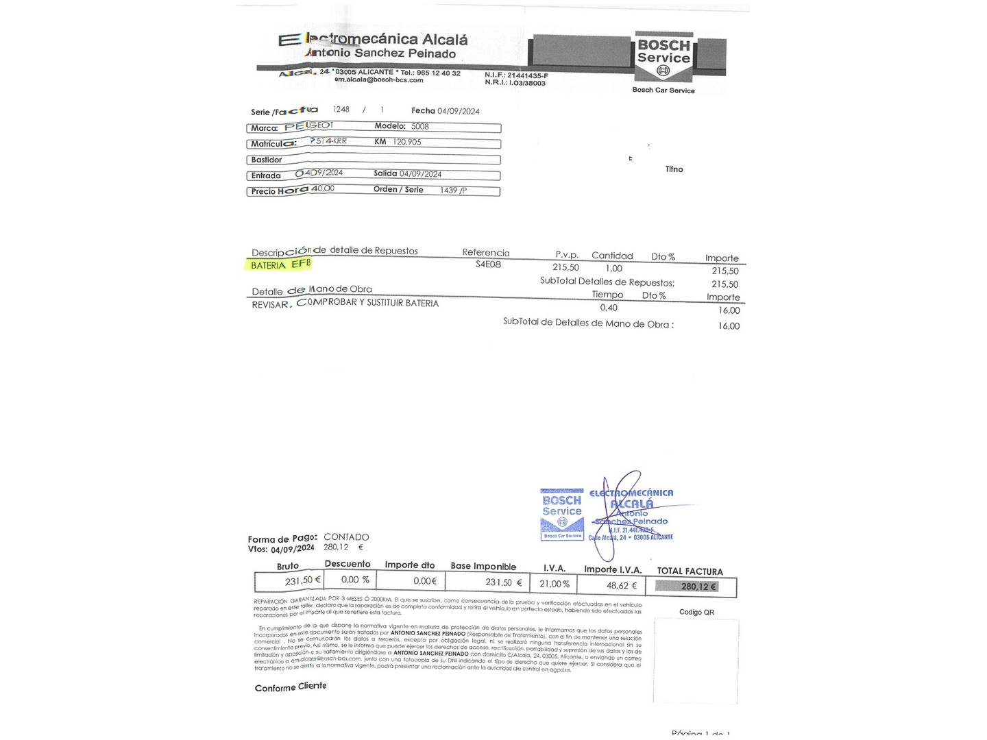 Foto del mantenimiento del Peugeot 5008 Peugeot 5008 1.5L BlueHDi S&S GT Line  (130 CV)