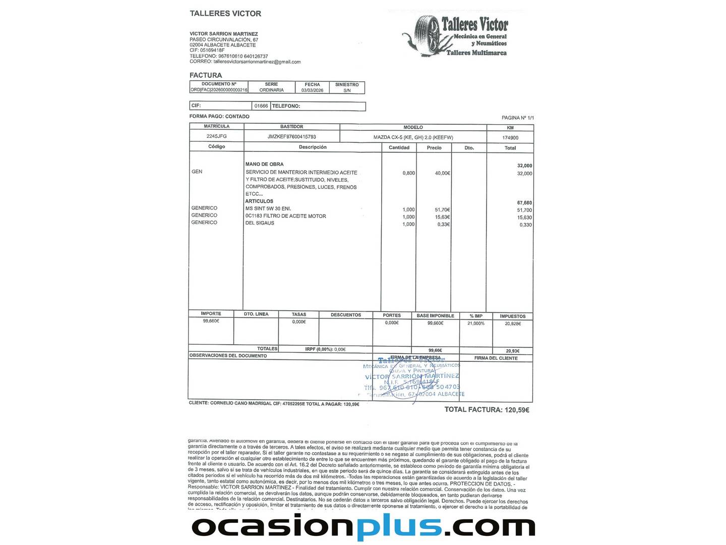 Foto del mantenimiento del Mazda CX-5 Mazda CX-5 2.0 GE Style+ 2WD (165 CV)