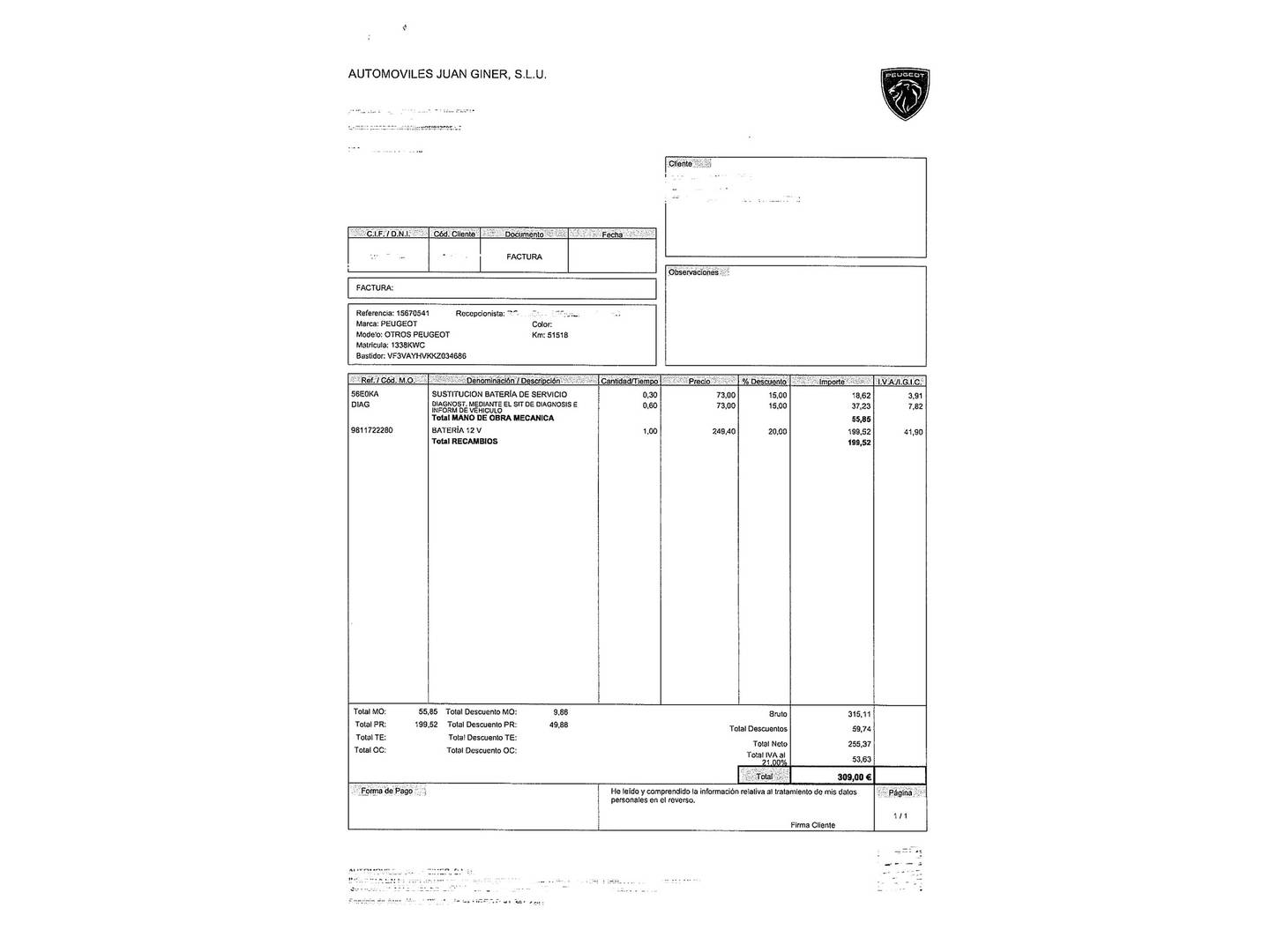 Foto del mantenimiento del Peugeot Traveller Peugeot Traveller 1.5 BlueHDi Busines Long (120 CV)
