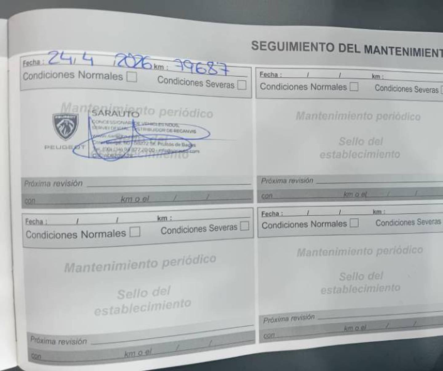 Foto del mantenimiento del Peugeot Rifter Peugeot Rifter BlueHDi 130 GT Line Long (130 CV)