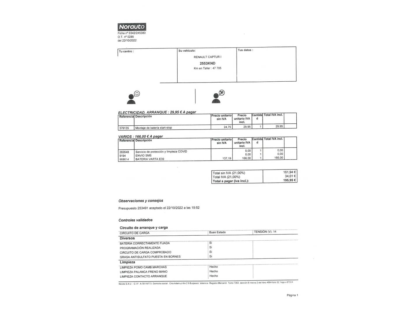 Foto del mantenimiento del Renault Captur Renault Captur Limited Energy TCe (120 CV)